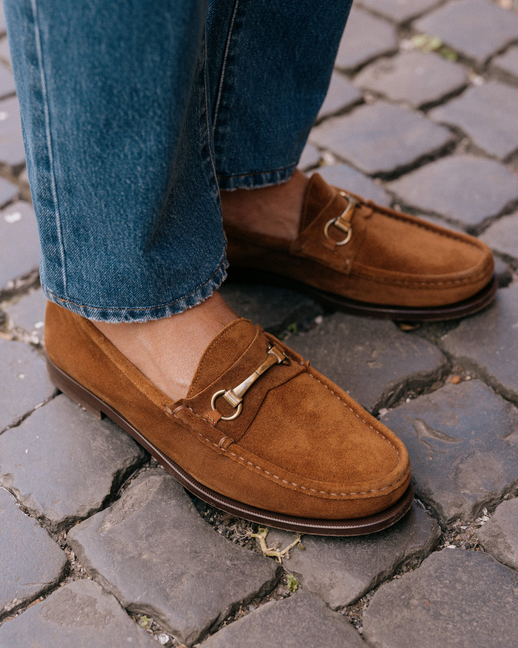 Milano | Tobacco Brown Suede Leather College Loafer with Horsebit and Lightweight Leather Sole