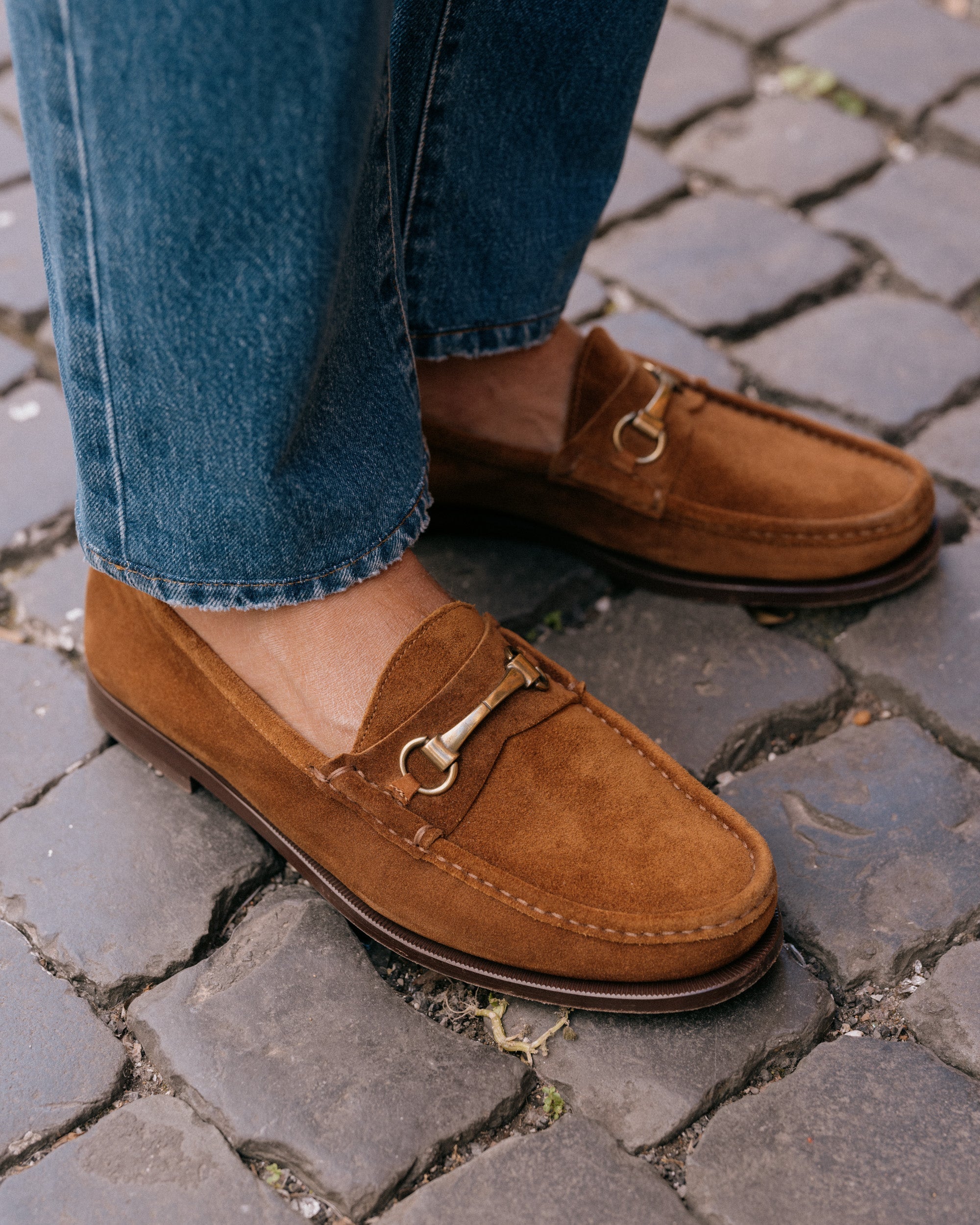 Milano | Tobacco Brown Suede Leather College Loafer with Horsebit and Lightweight Leather Sole