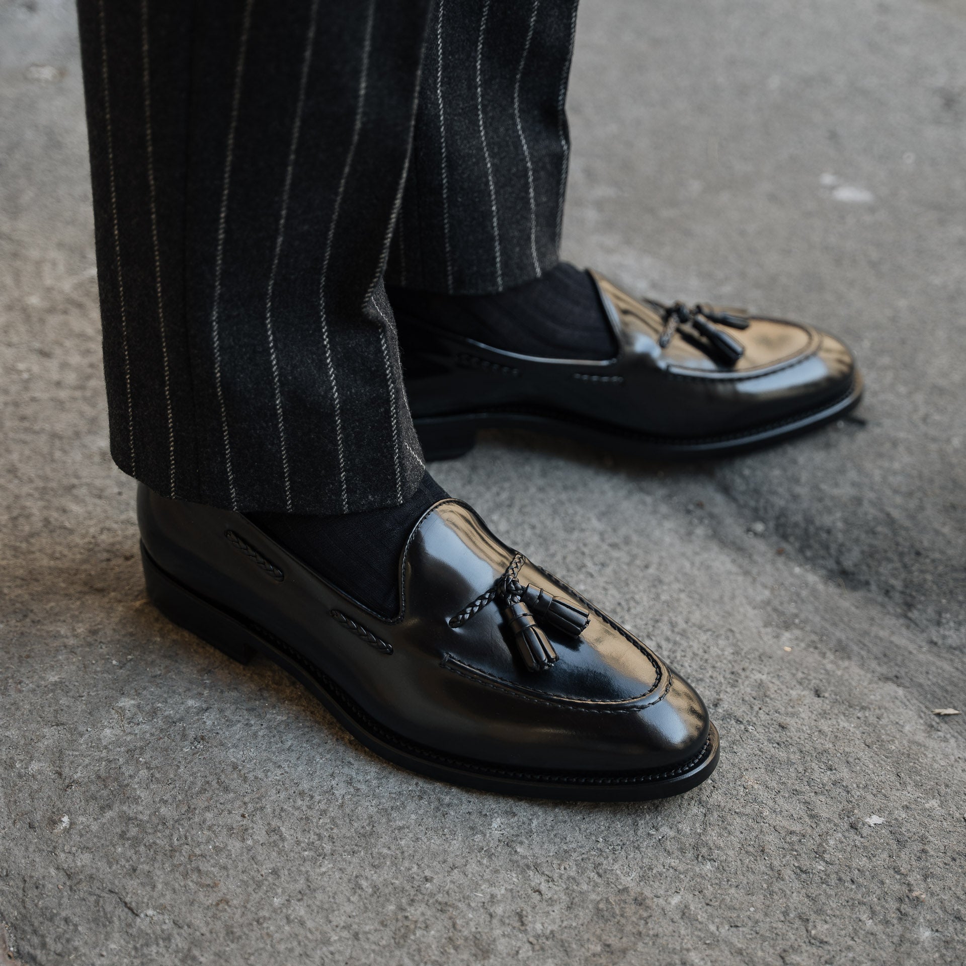 Verona | Black Smooth Leather Loafer with Classic Stitching and Leather Sole
