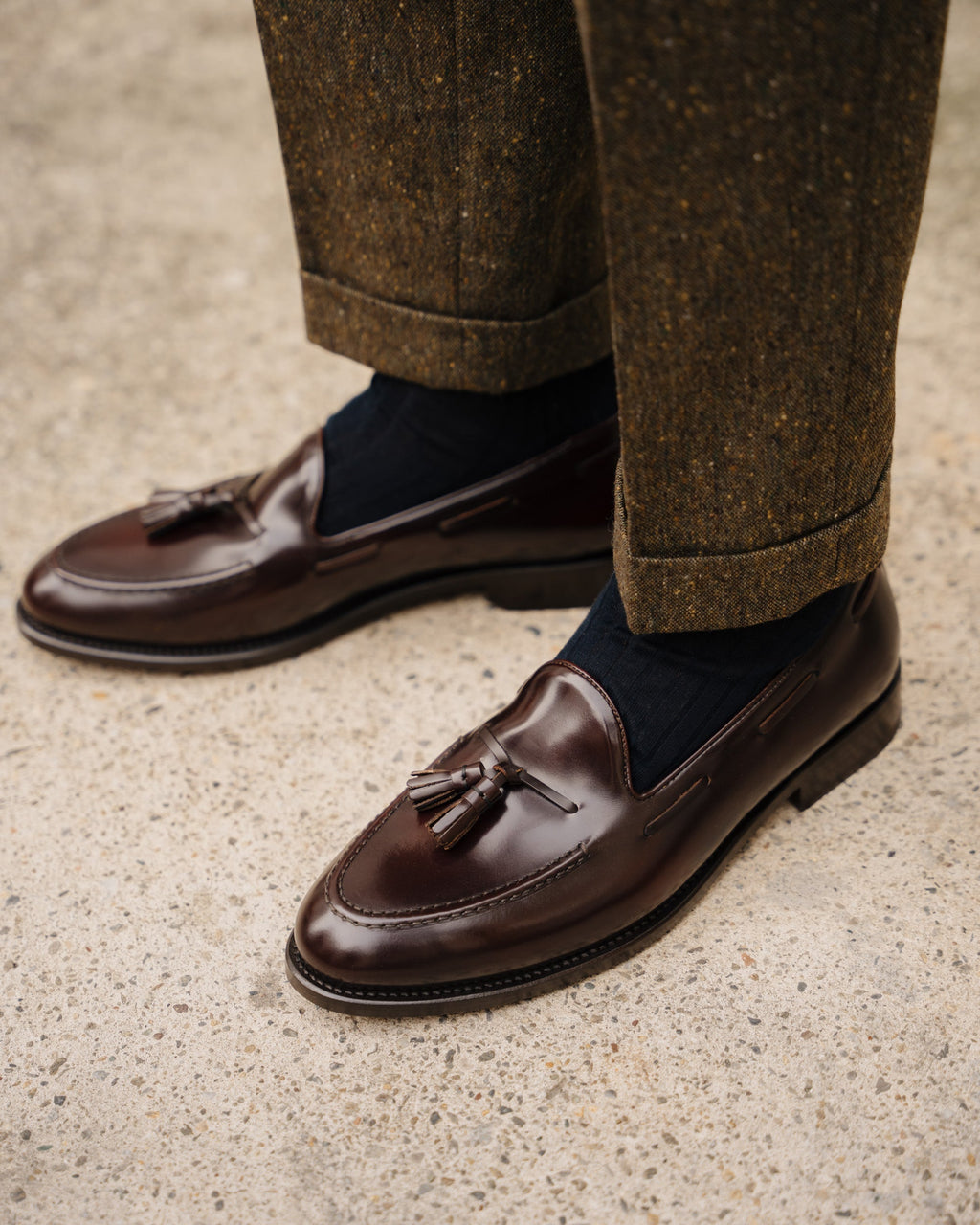 Castello | Tassel Loafer - Burgundy Brown Smooth Leather with Classic Stitching and Leather Sole
