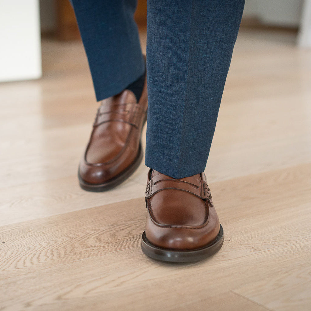 Valentino | Heritage Penny Loafer – Brown Smooth Leather with Premium Leather Sole & Signature Stitch Accents