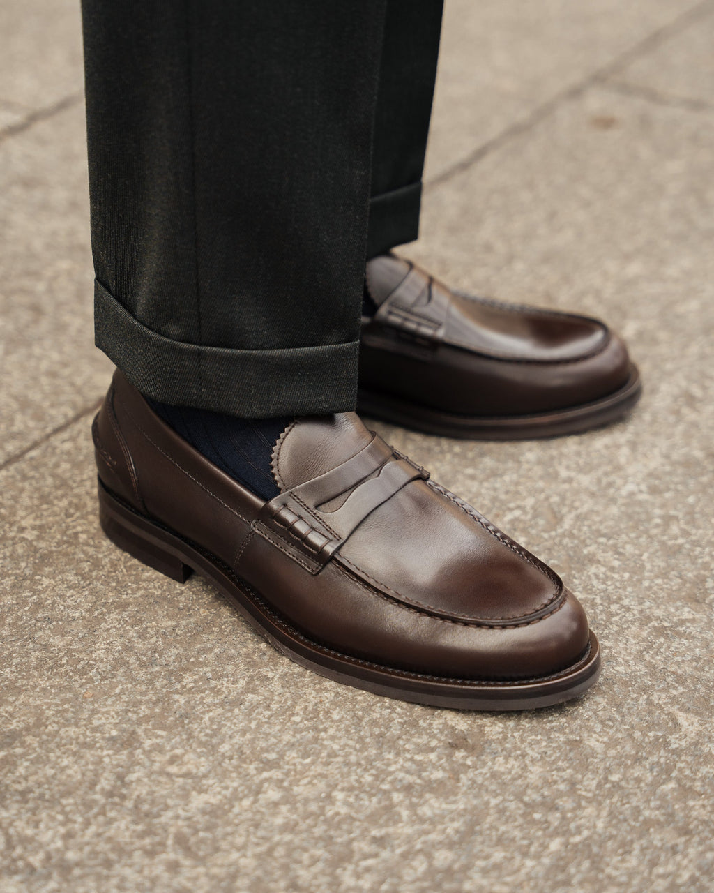 Valentino | Heritage Penny Loafer – Dark Brown Smooth Leather with Premium Leather Sole & Signature Stitch Accents