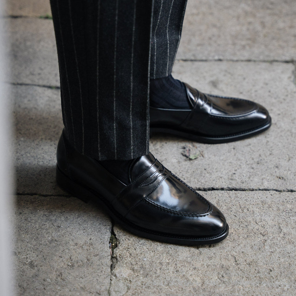Sentinel | Penny Loafer –  Black Leather with Leather sole & Comfort Footbed