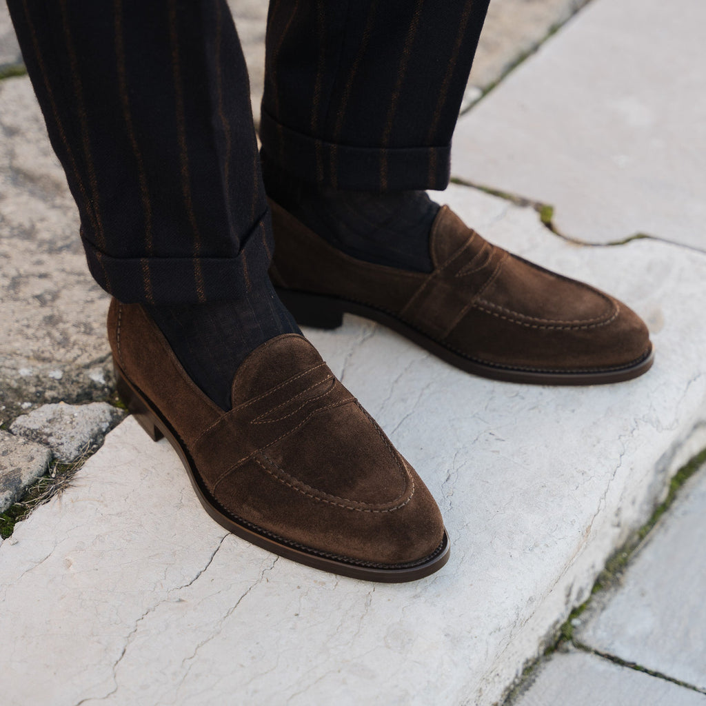 Sentinel | Penny Loafer –  Dark Brown Suede Leather with Leather sole & Comfort Footbed