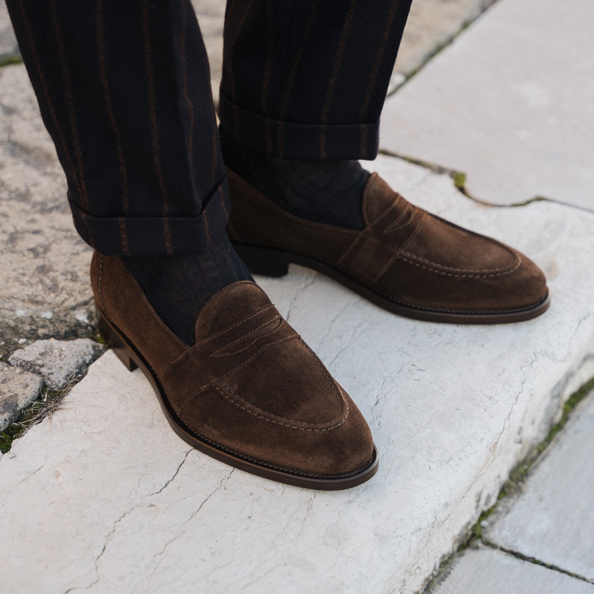 Sentinel | Penny Loafer –  Dark Brown Suede Leather with Leather sole & Comfort Footbed