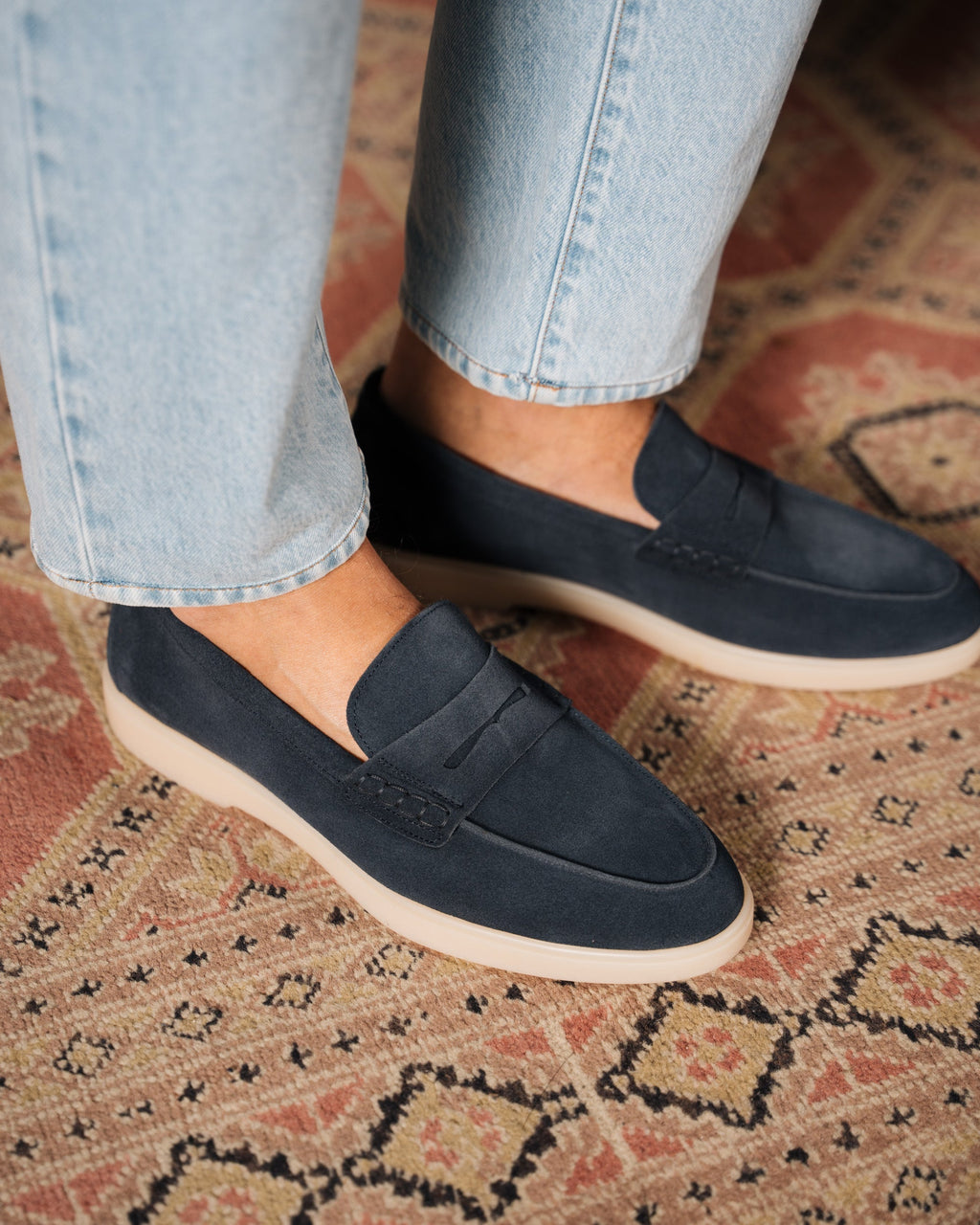Harbour | Casual Loafer – Blue Suede Leather with Comfortable Cupr Sole & Leather Lining