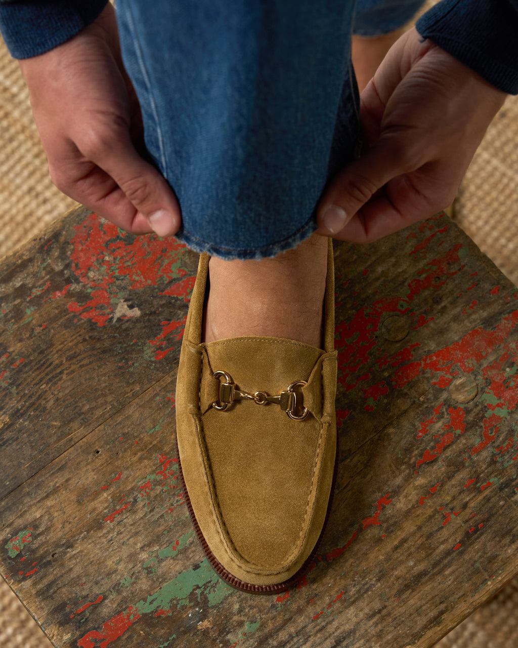 Raiser, Horsebit Penny Loafers - Beige Suede Calf Leather | Classic Collection