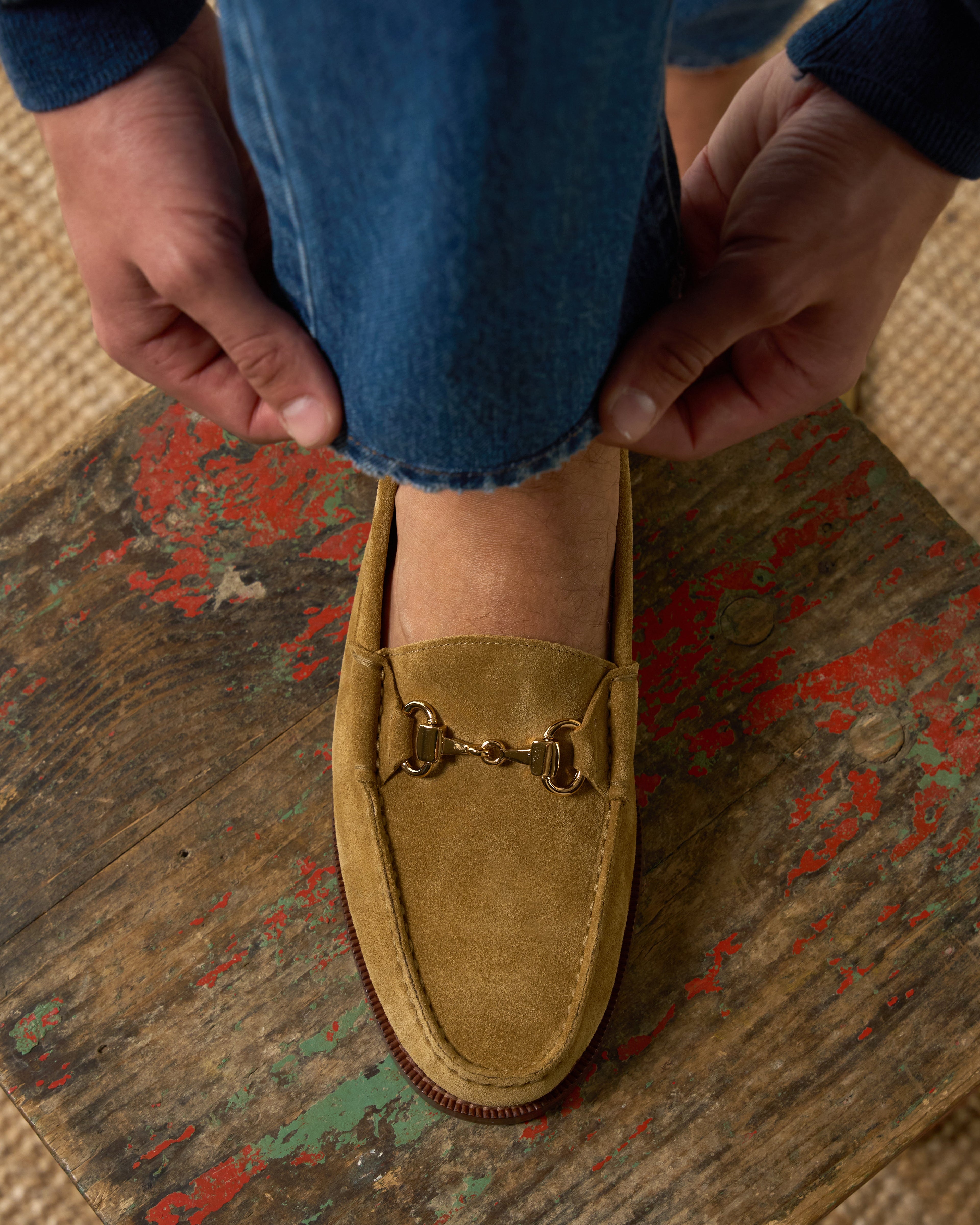 Raiser, Horsebit Penny Loafers - Beige Suede Calf Leather | Classic Collection
