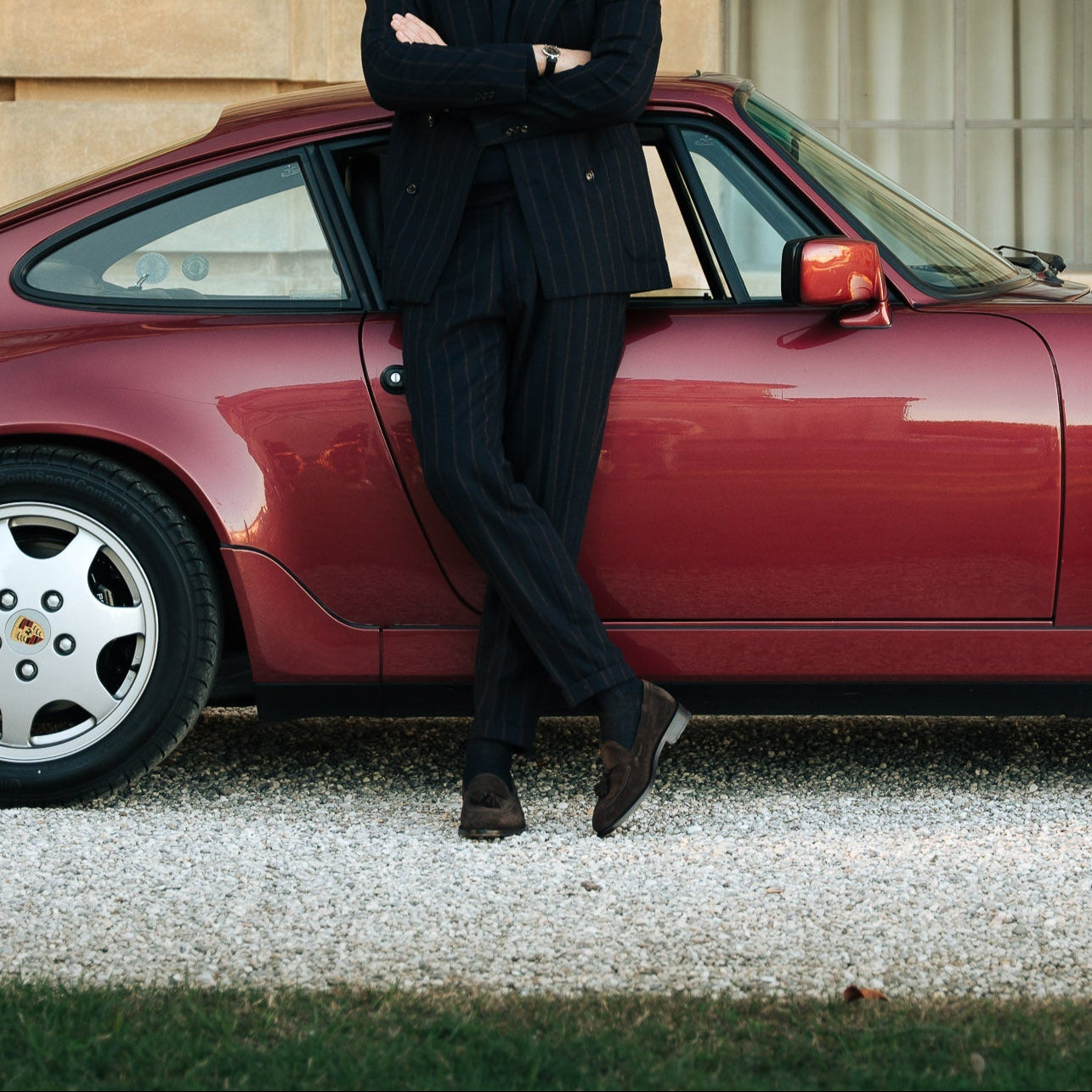 Verona | Dark Brown Suede Leather Loafer with Classic Stitching and Leather Sole
