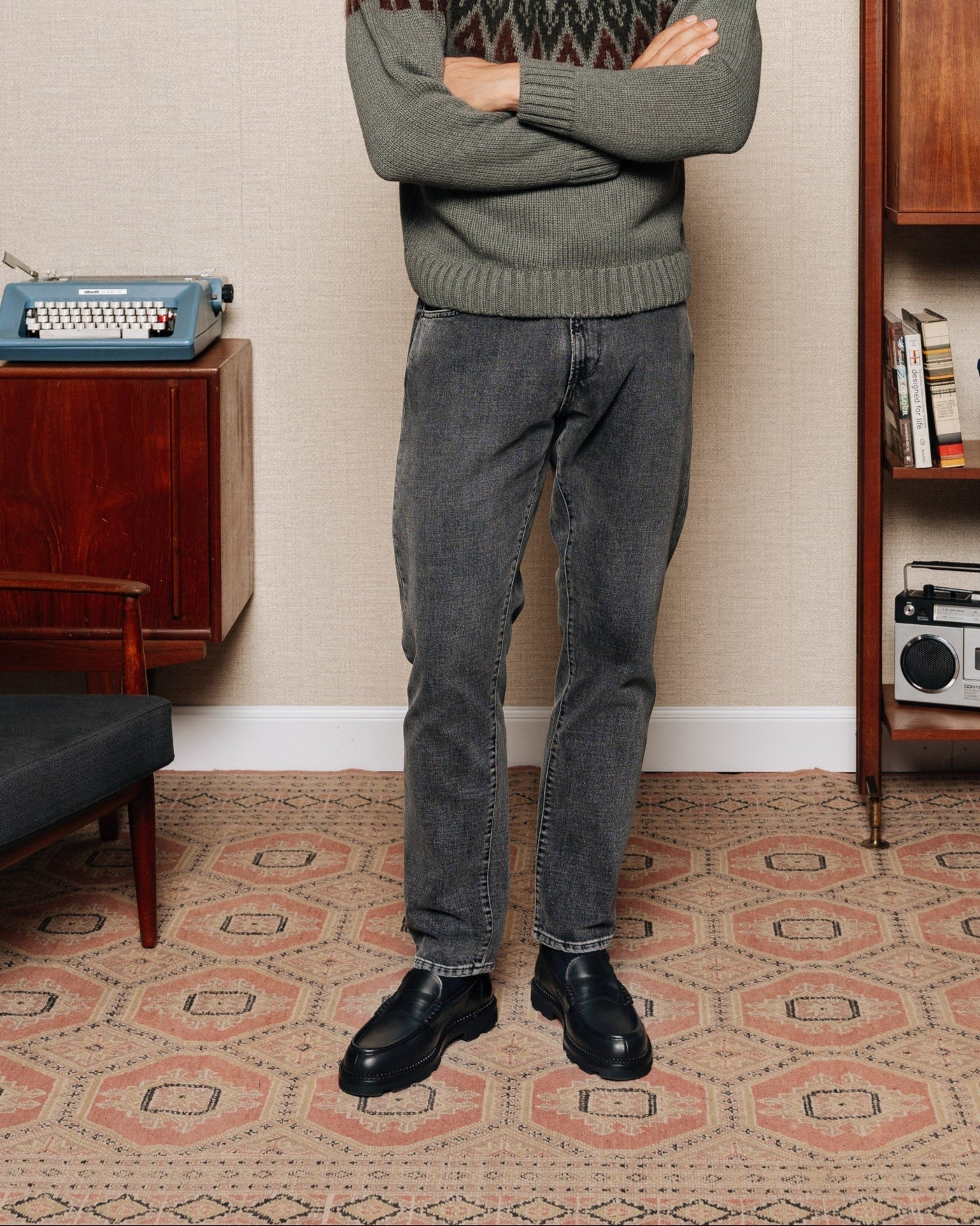 Montclair | Penny Loafer – Black Leather with Rubber Lug Sole & Fine Stitching