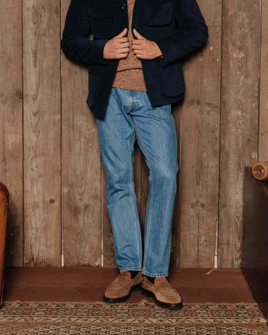 Montclair | Penny Loafer – Rich Tobacco Brown Suede Leather with Rubber Lug Sole & Fine Stitching