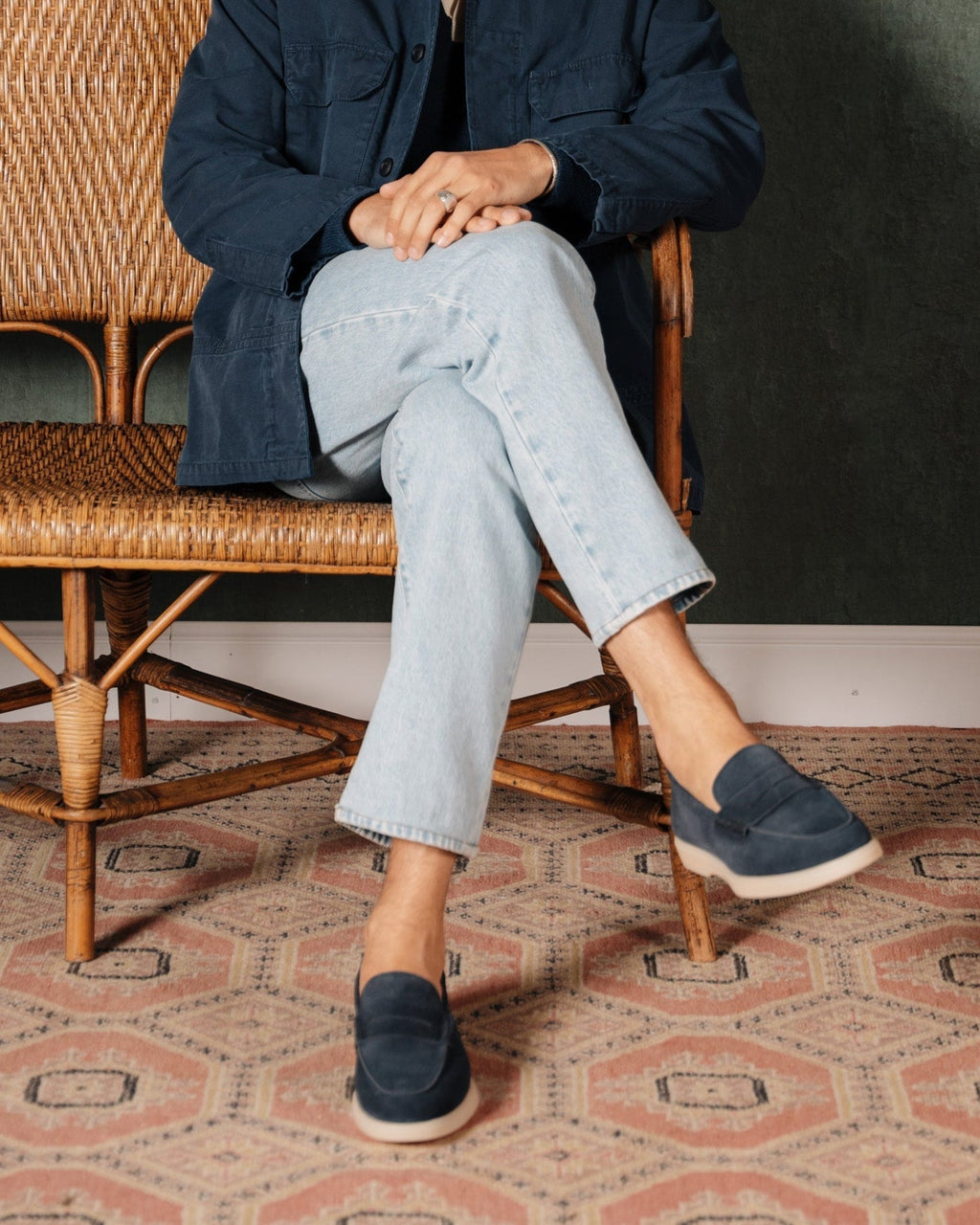 Harbour | Casual Loafer – Blue Suede Leather with Comfortable Cupr Sole & Leather Lining