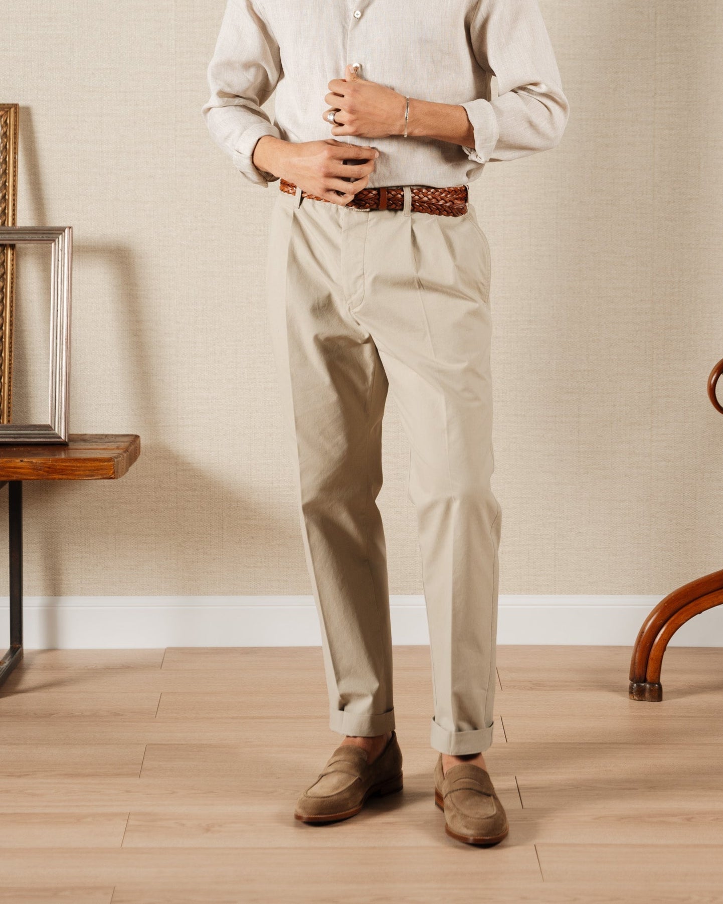 Strider | Penny Loafer – Sand Suede with Leather Sole & Blake-Rapid Construction