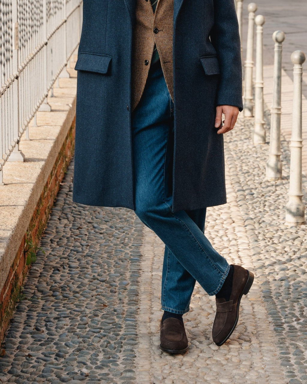 Strider | Penny Loafer – Dark Brown Suede with Leather Sole & Blake-Rapid Construction