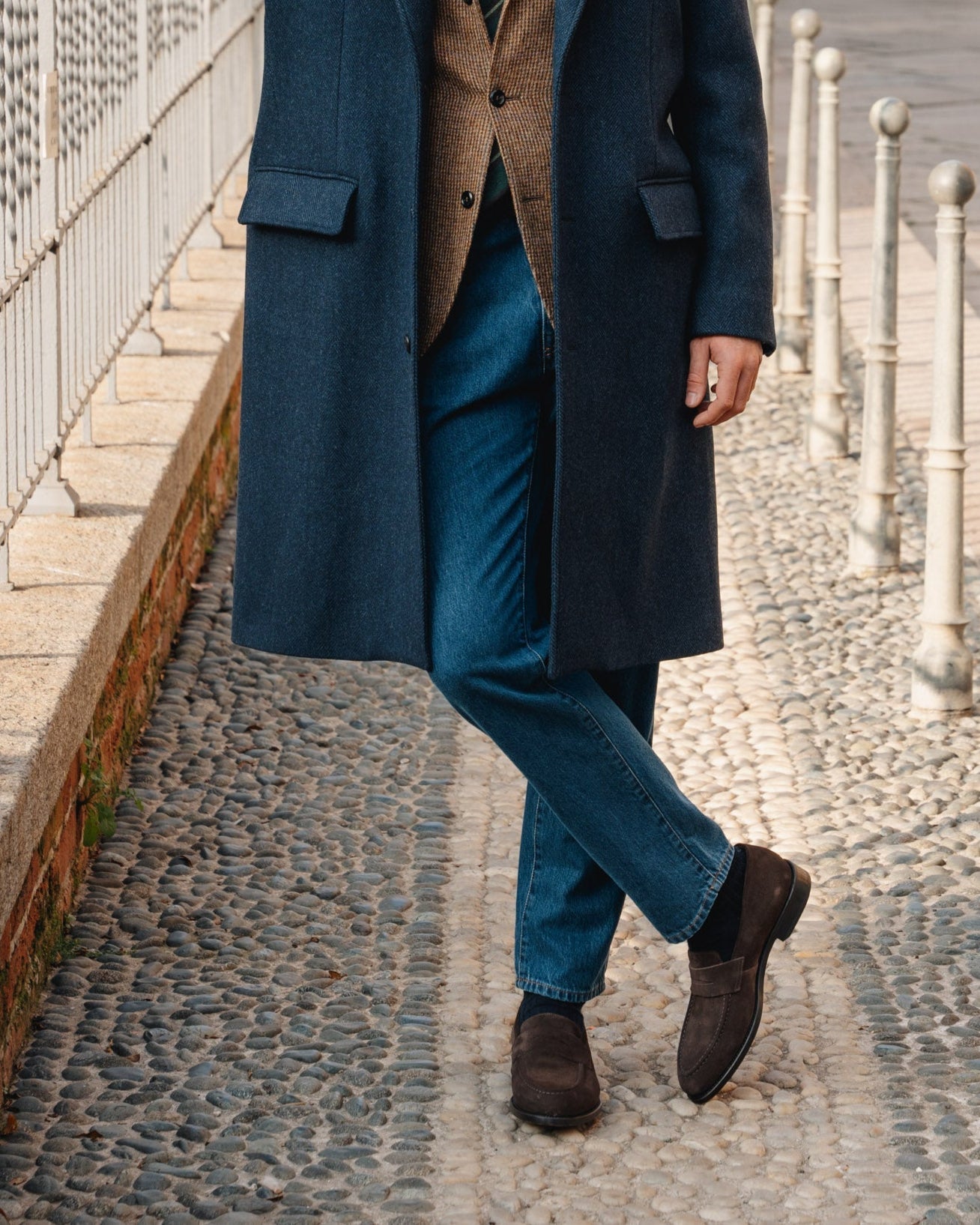 Strider | Penny Loafer – Dark Brown Suede with Leather Sole & Blake-Rapid Construction