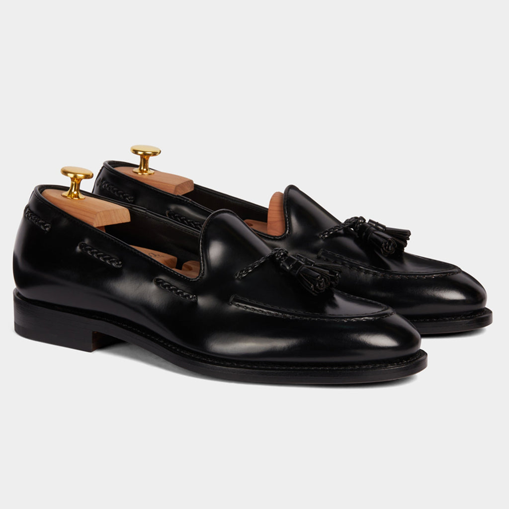 Verona | Black Smooth Leather Loafer with Classic Stitching and Leather Sole