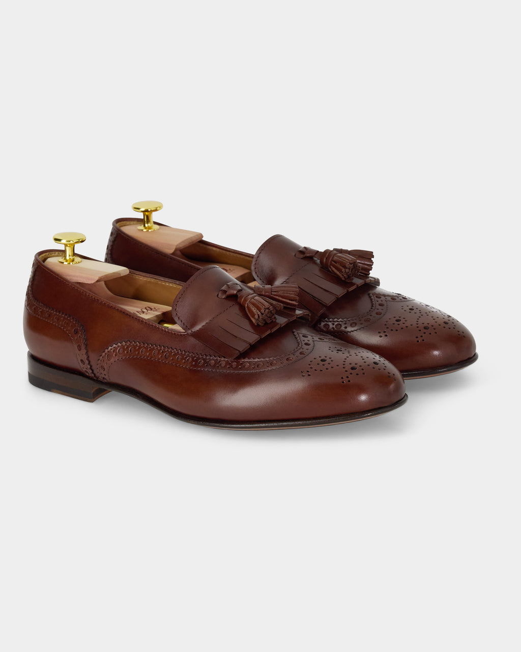 Maruse | Brown Antiqued Calf Leather Belgian Tassel Loafer with Leather Sole