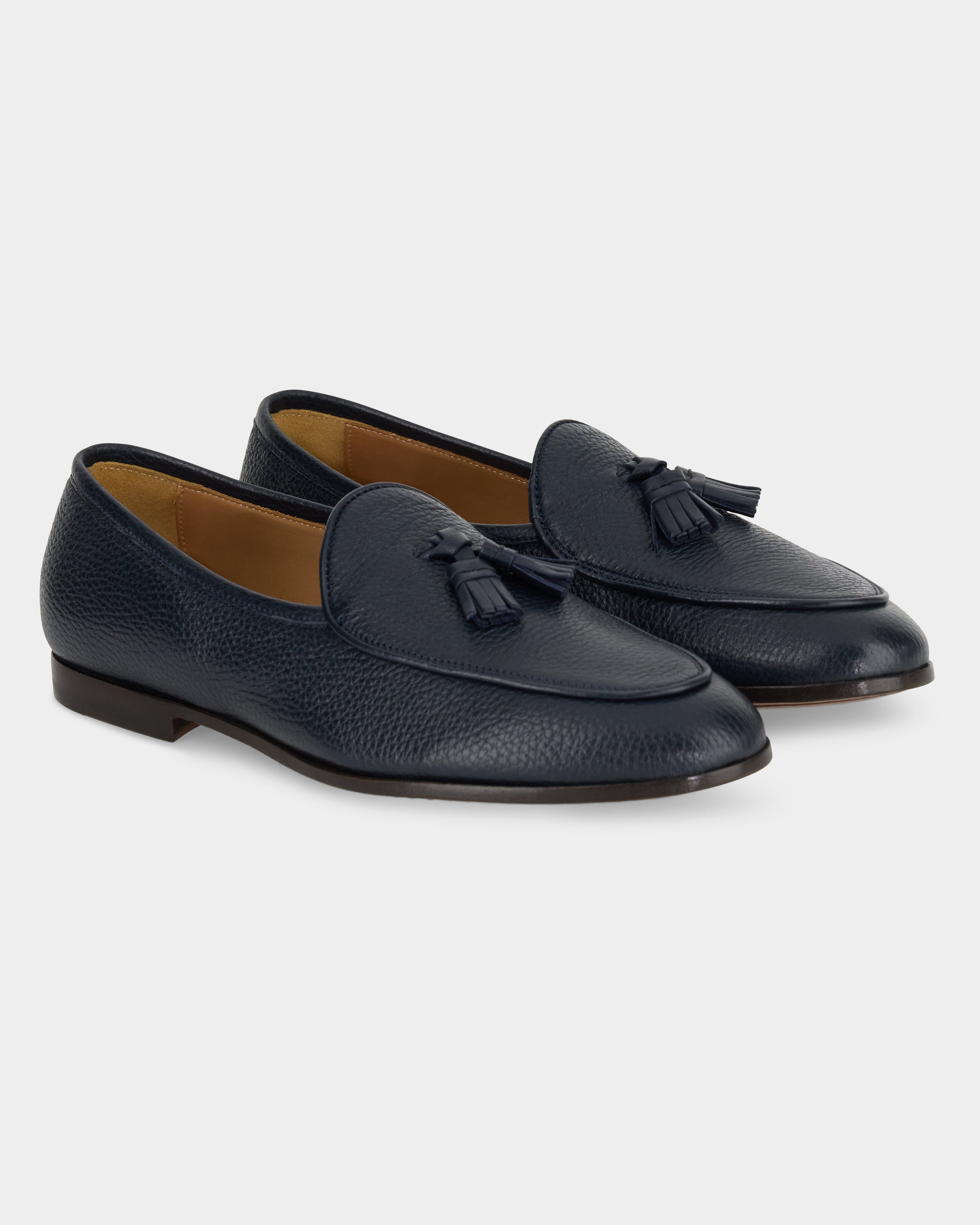 Bellagio Tassel Loafer – Blue Milled Leather with Premium Leather Sole
