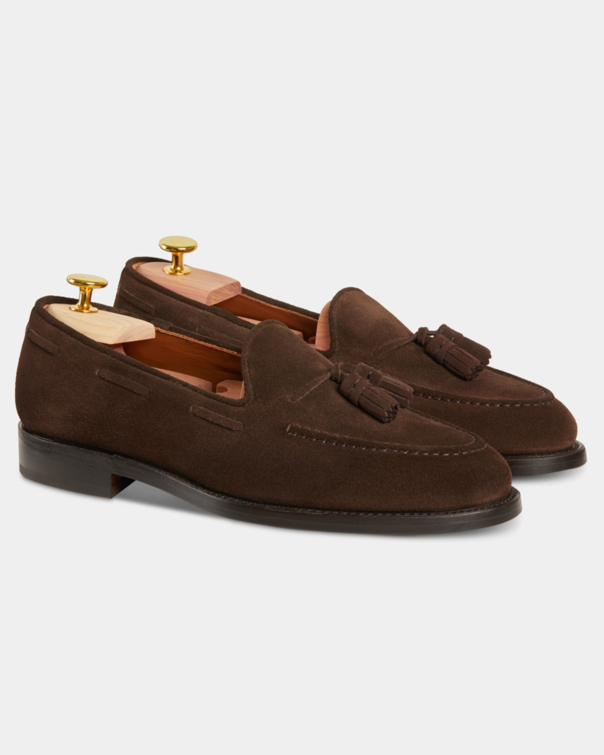 Castello | Tassel Loafer - Dark Brown Suede Leather with Classic Stitching and Leather Sole