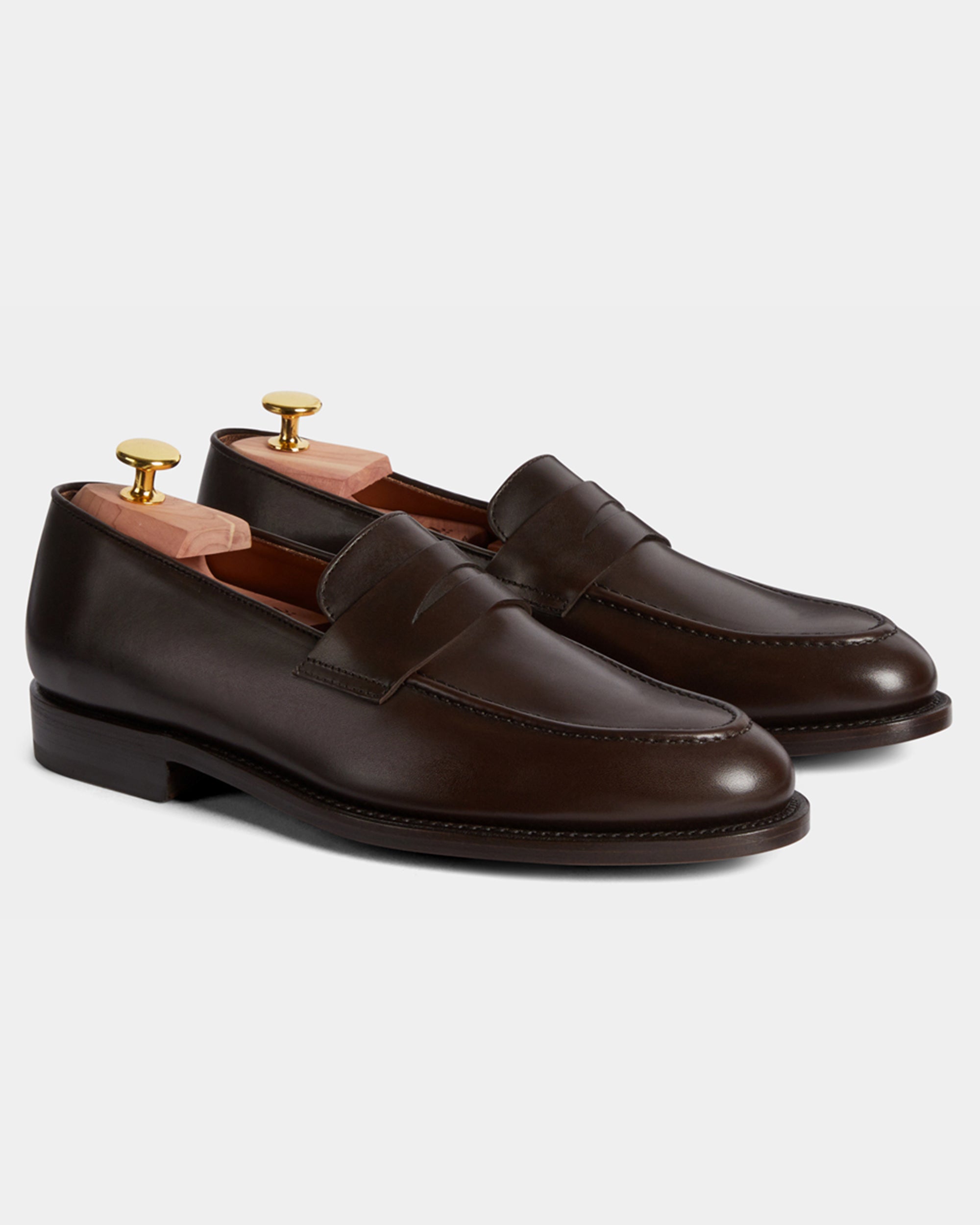 Strider | Penny Loafer – Dark Brown Leather with Leather Sole & Blake-Rapid Construction