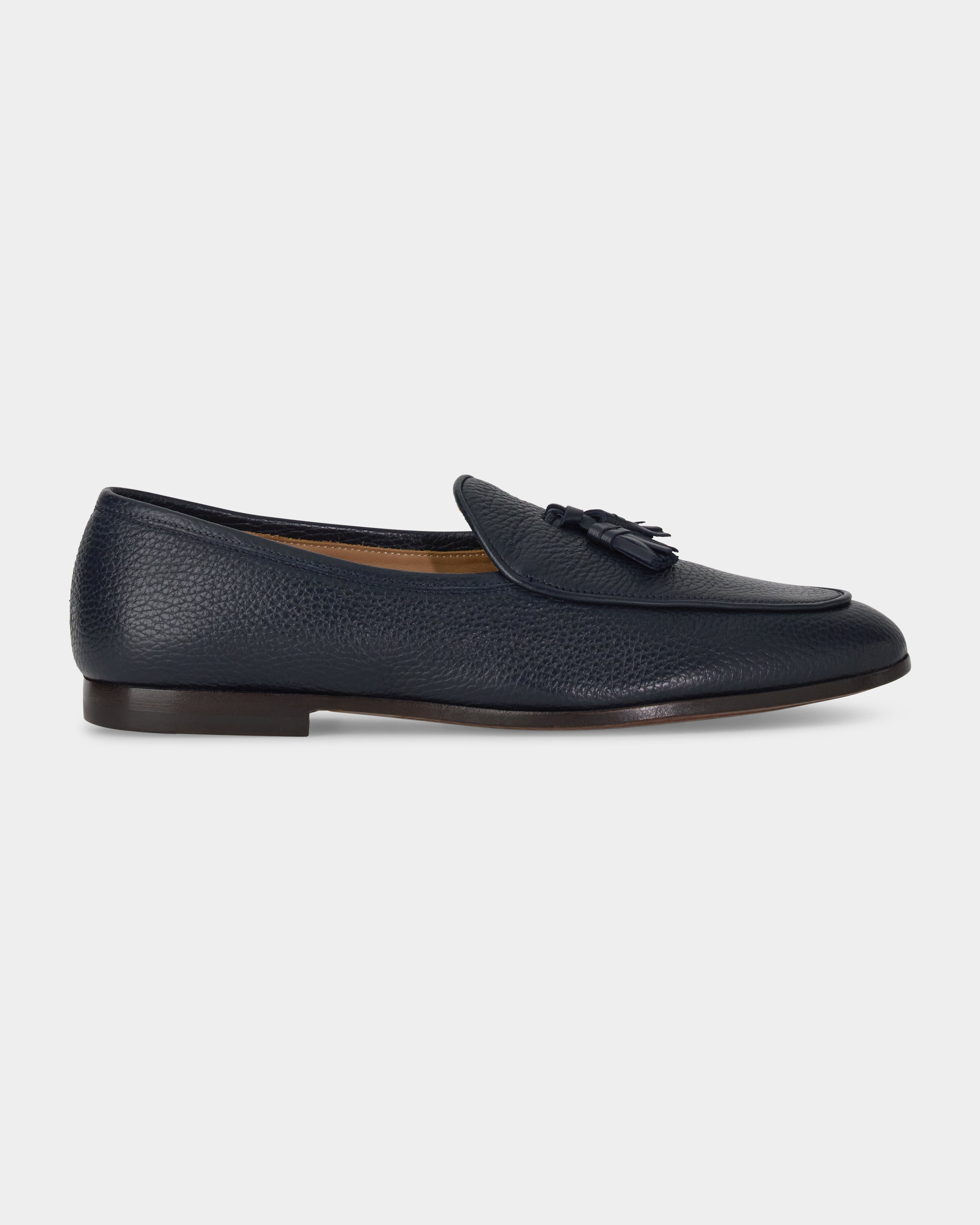 Bellagio Tassel Loafer – Blue Milled Leather with Premium Leather Sole