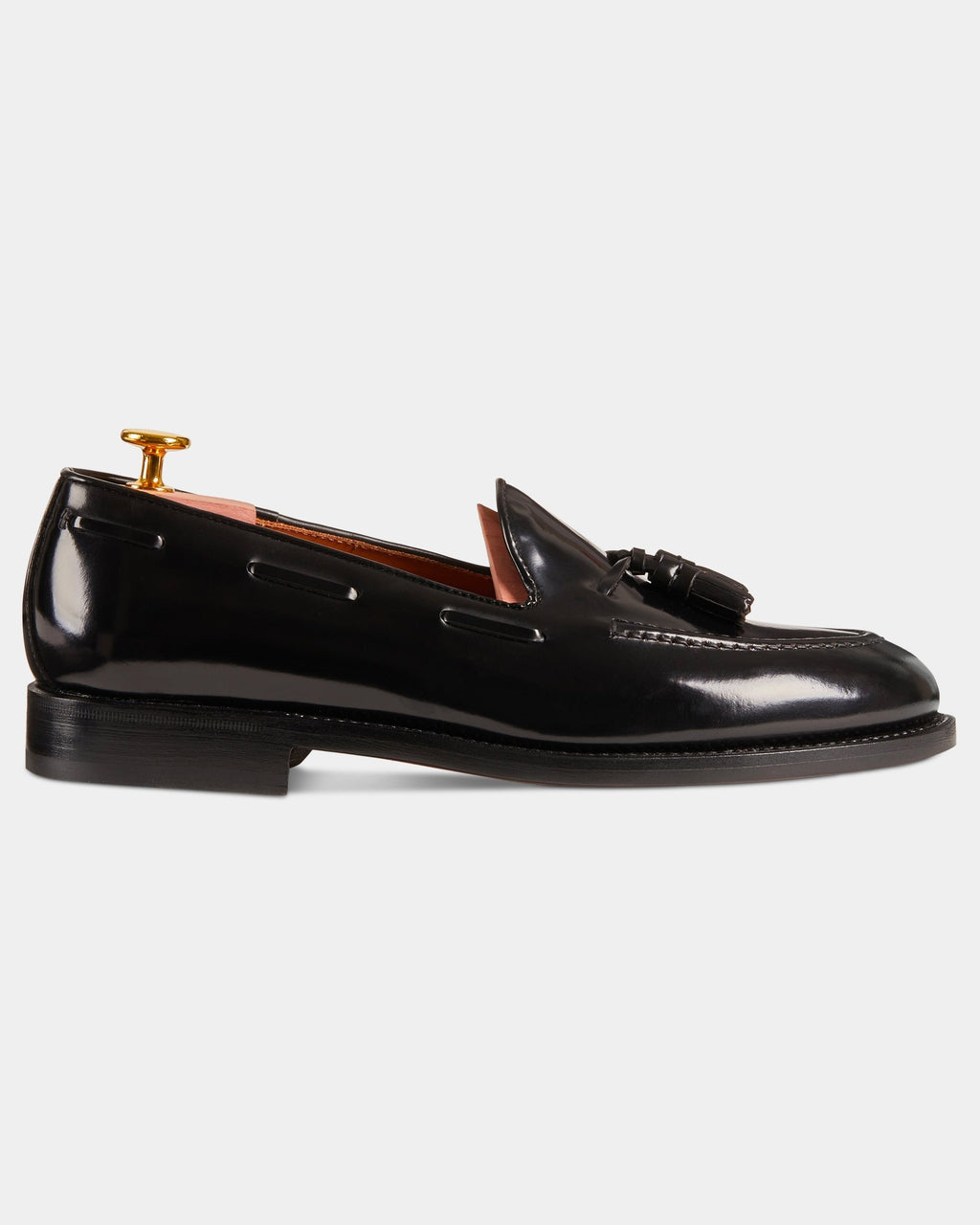 Castello | Tassel Loafer - Black Smooth Leather with Classic Stitching and Leather Sole