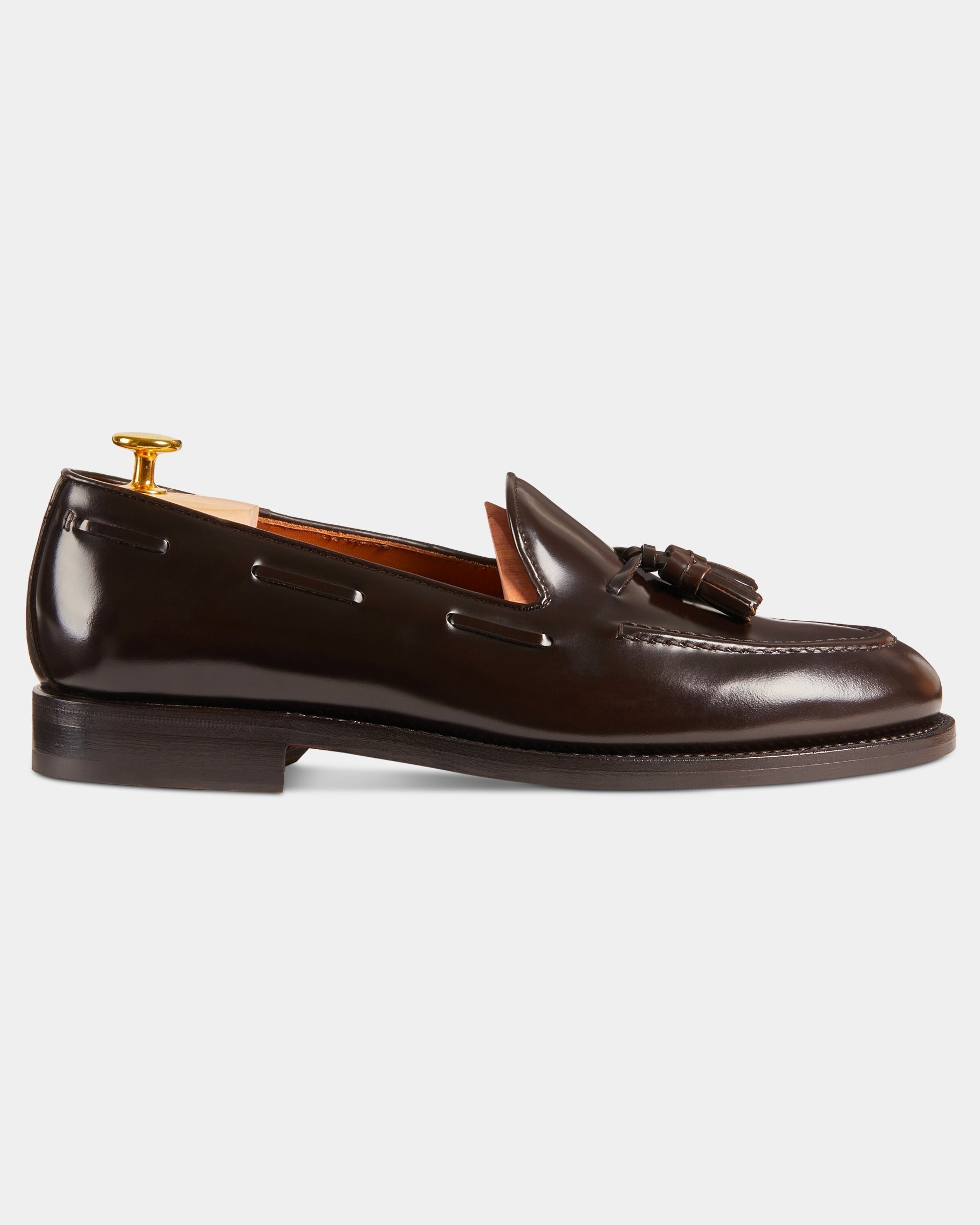 Castello | Tassel Loafer - Dark Brown Smooth Leather with Classic Stitching and Leather Sole