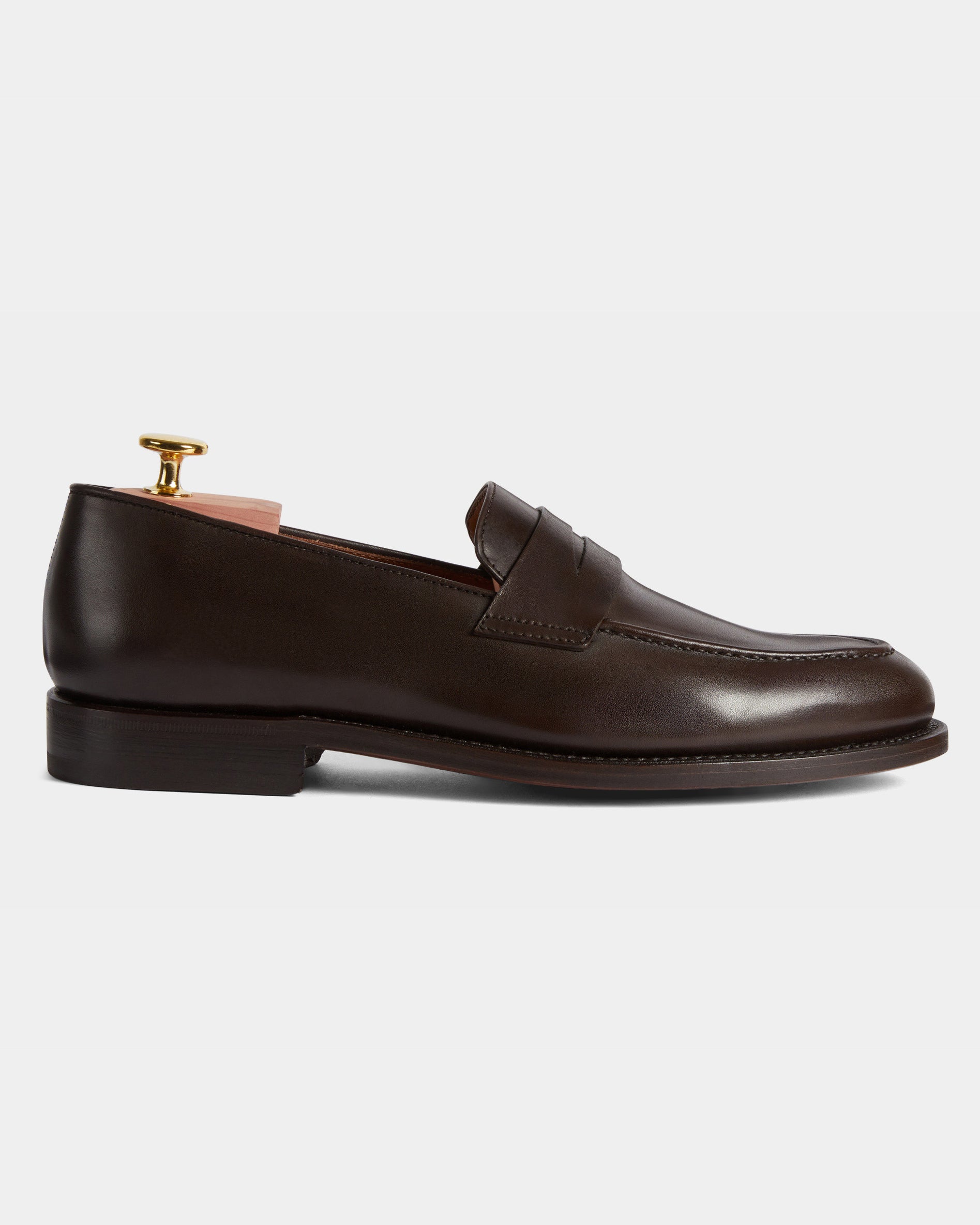 Strider | Penny Loafer – Dark Brown Leather with Leather Sole & Blake-Rapid Construction