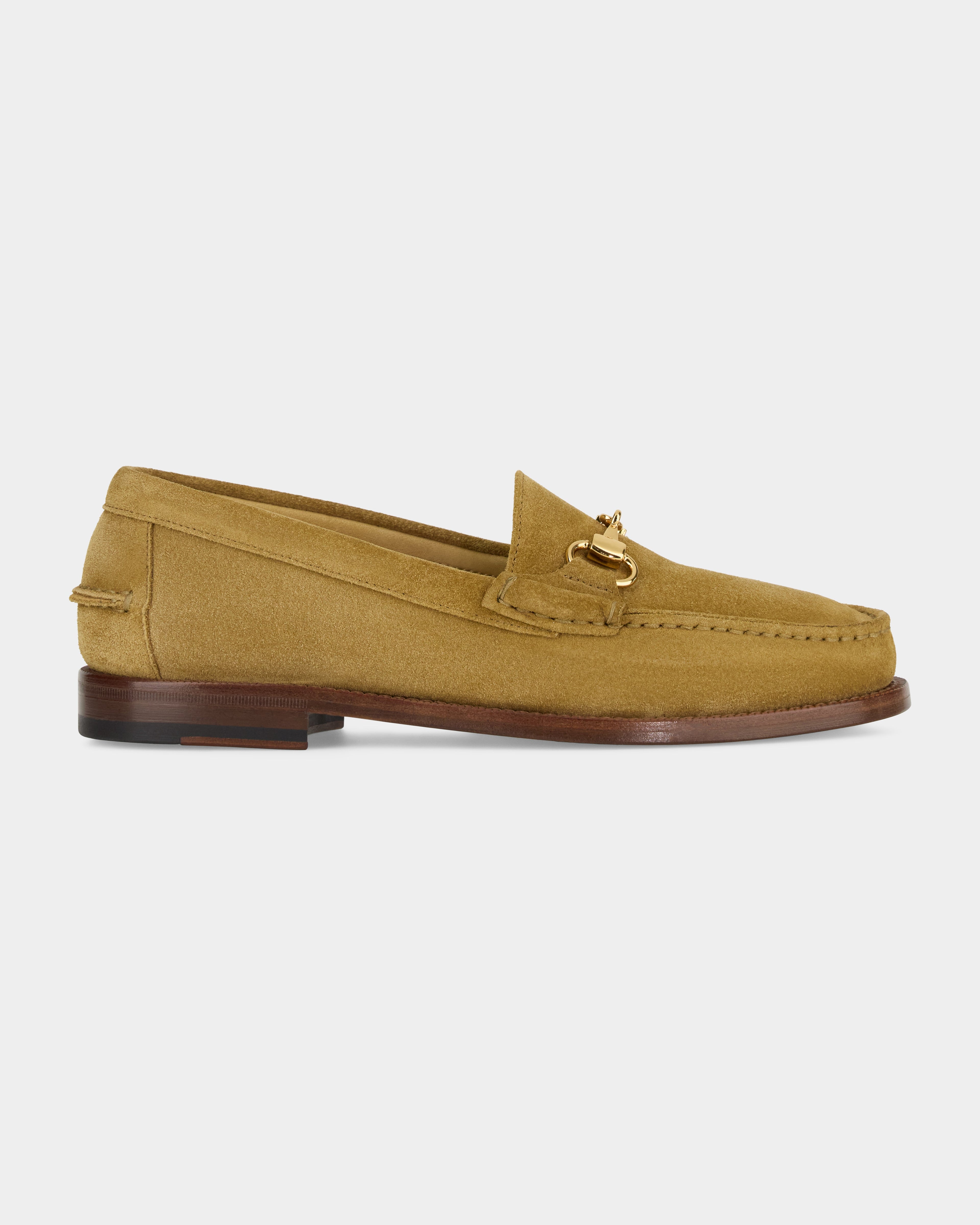 Raiser, Horsebit Penny Loafers - Beige Suede Calf Leather | Classic Collection