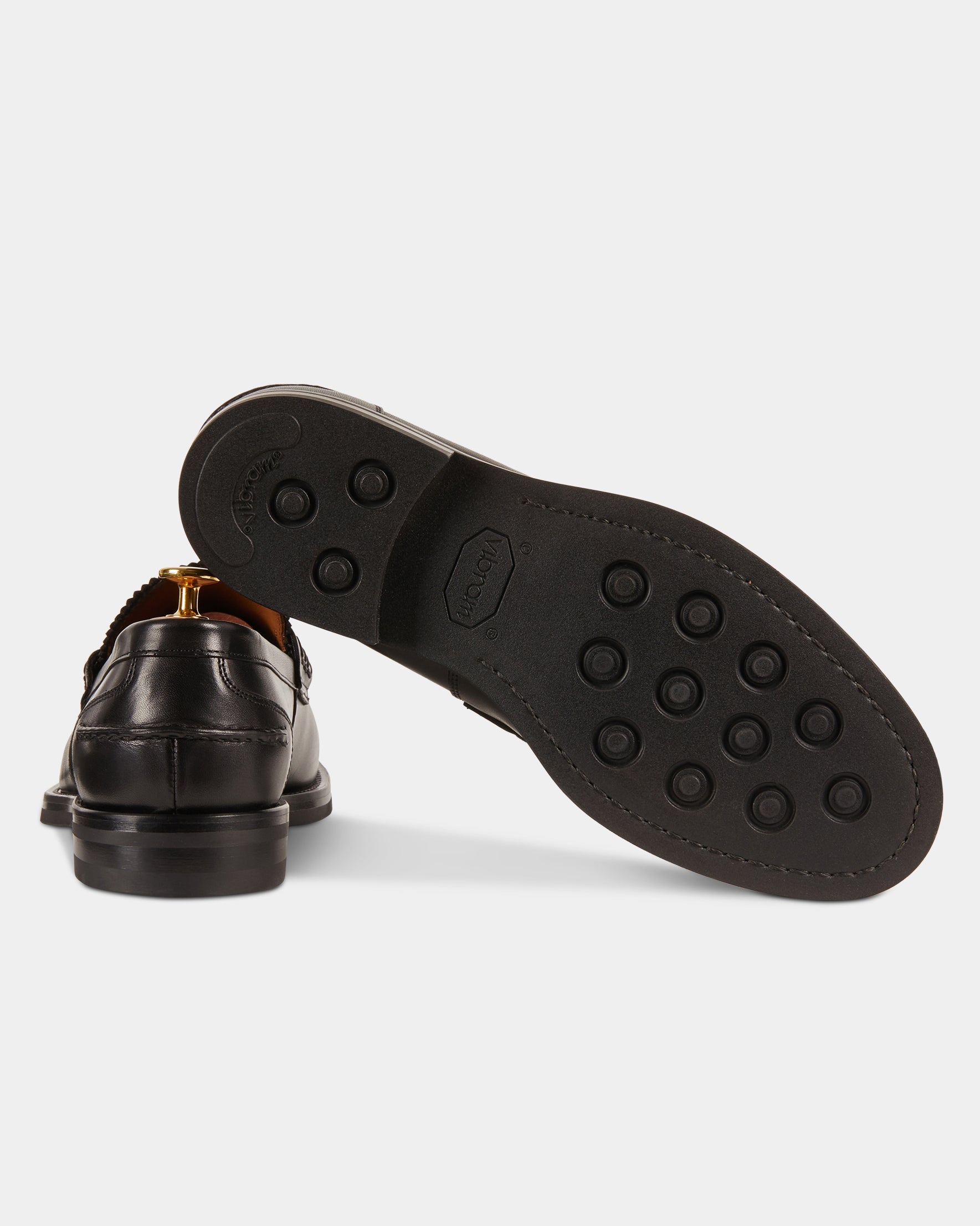 Valentino | Heritage Penny Loafer – Black Smooth Leather with Premium Leather Sole & Signature Stitch Accents