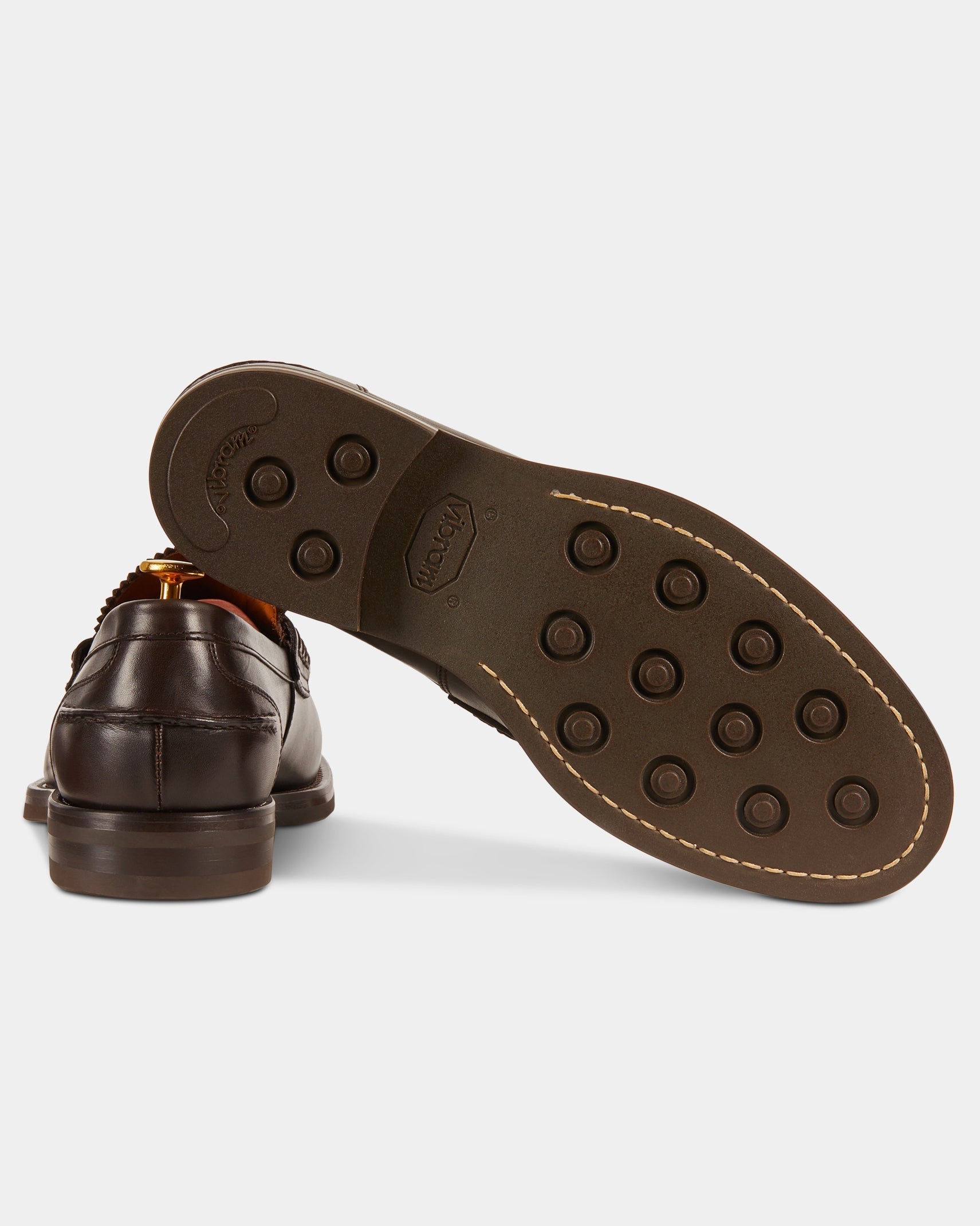 Valentino | Heritage Penny Loafer – Dark Brown Smooth Leather with Premium Leather Sole & Signature Stitch Accents