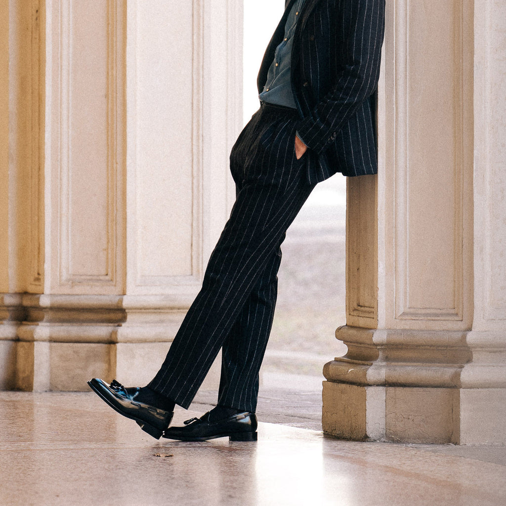 Verona | Black Smooth Leather Loafer with Classic Stitching and Leather Sole