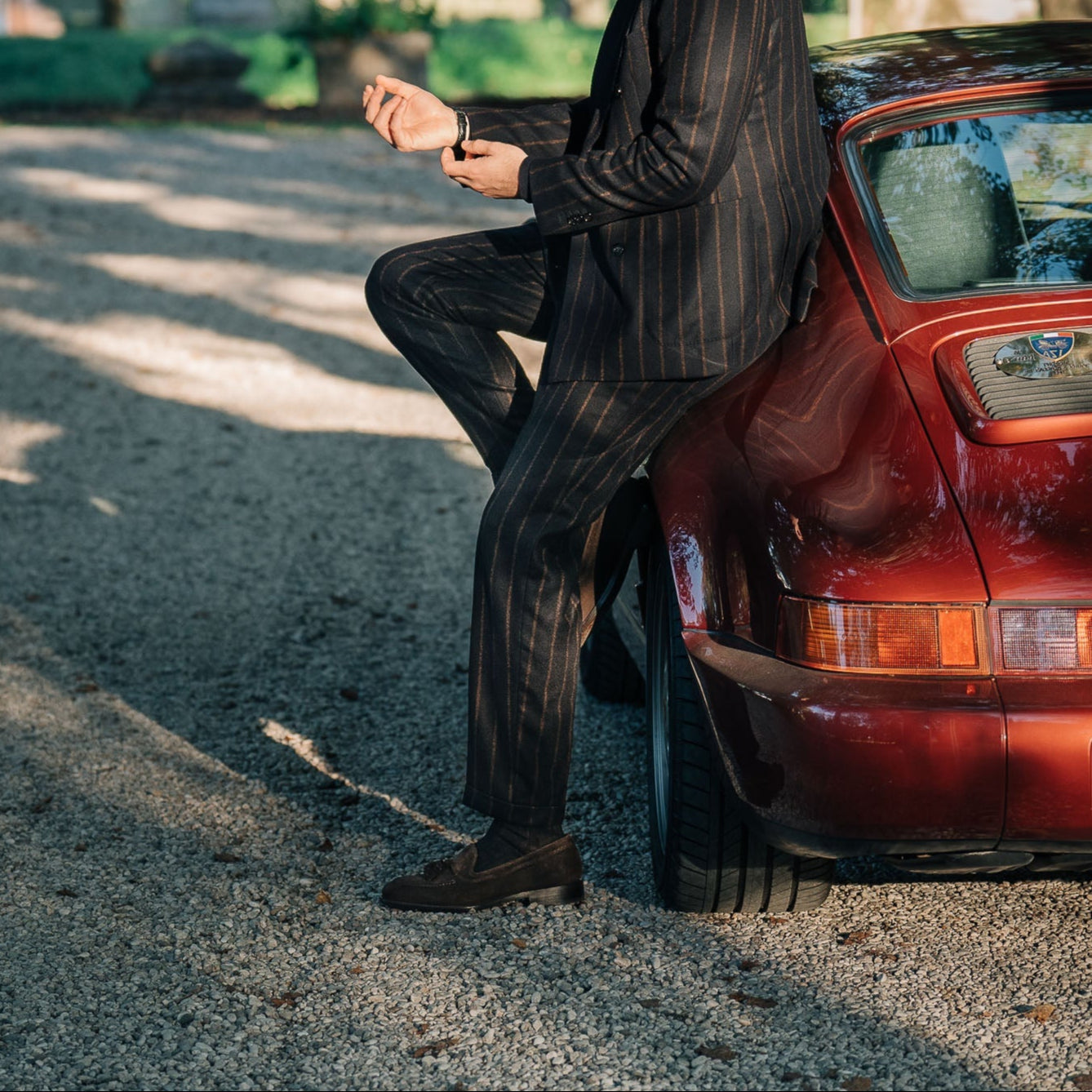 Verona | Dark Brown Suede Leather Loafer with Classic Stitching and Leather Sole