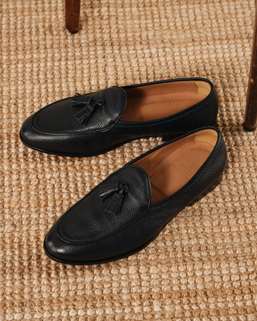 Bellagio Tassel Loafer – Blue Milled Leather with Premium Leather Sole
