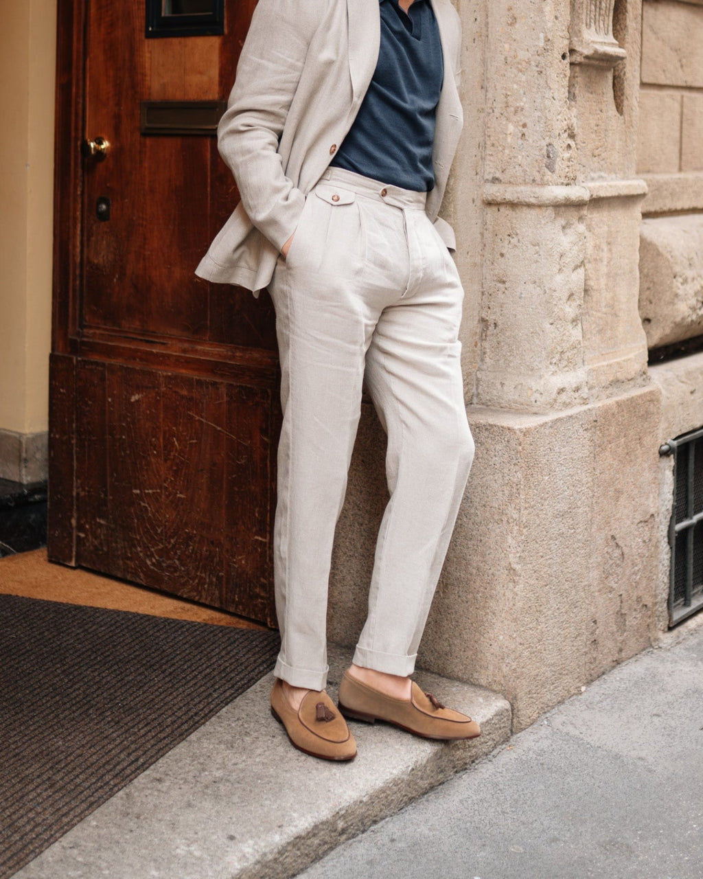 Bellagio Tassel Loafer – Beige Suede Leather with Premium Leather Sole