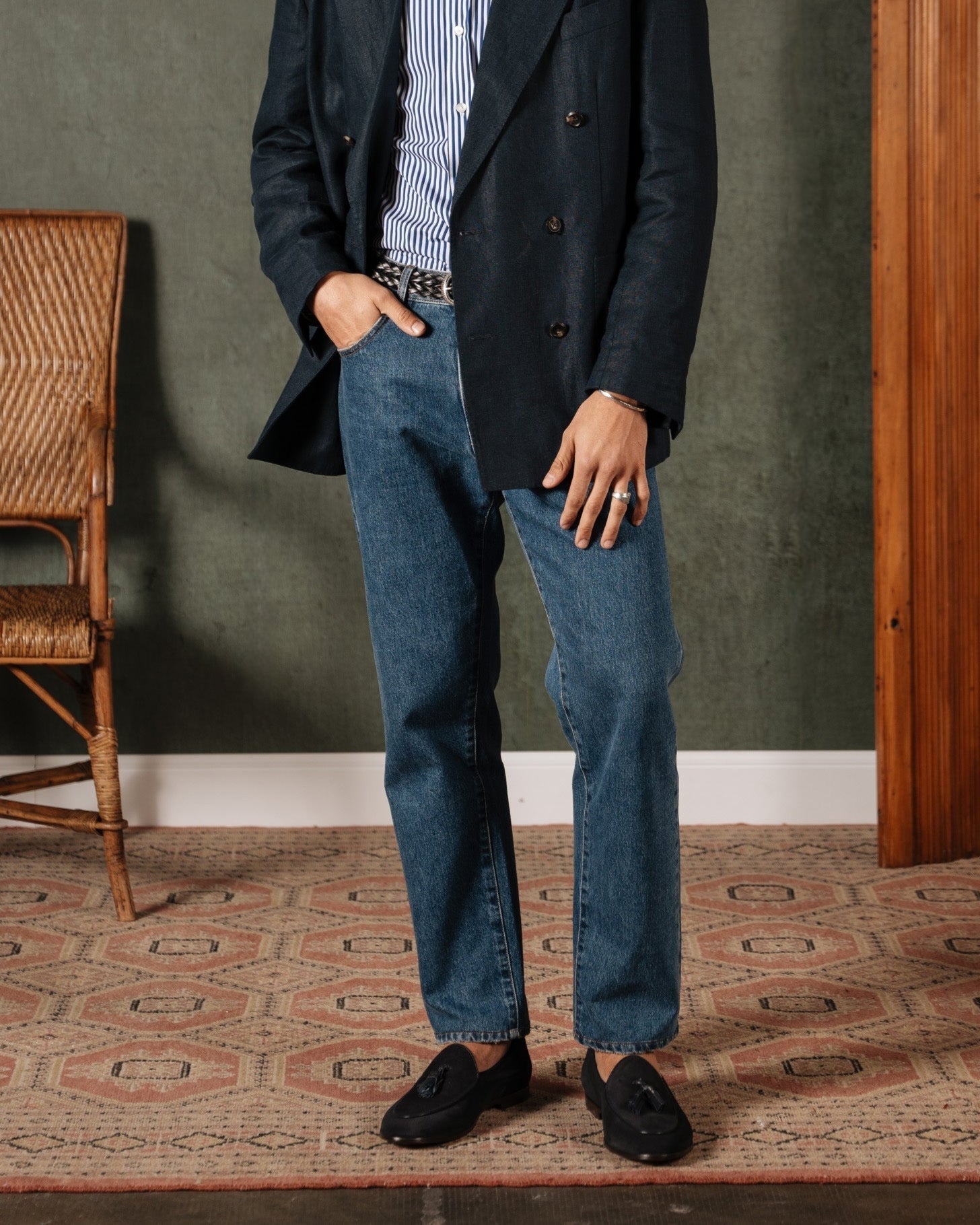 Bellagio Tassel Loafer – Black Suede Calf Leather with Premium Leather Sole