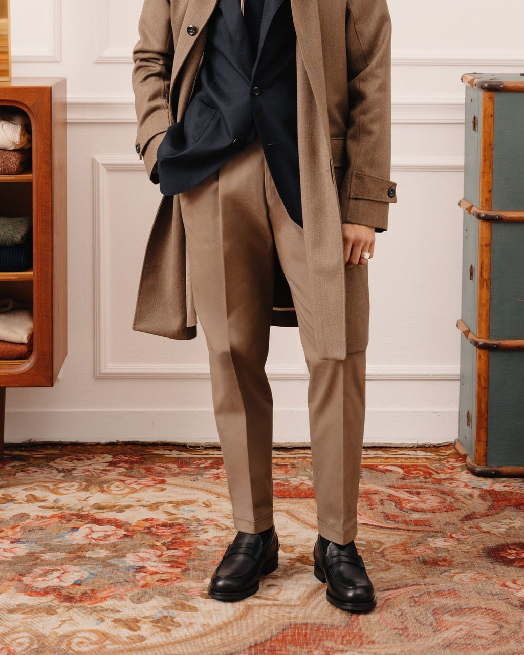 Valentino | Heritage Penny Loafer – Black Smooth Leather with Premium Leather Sole & Signature Stitch Accents