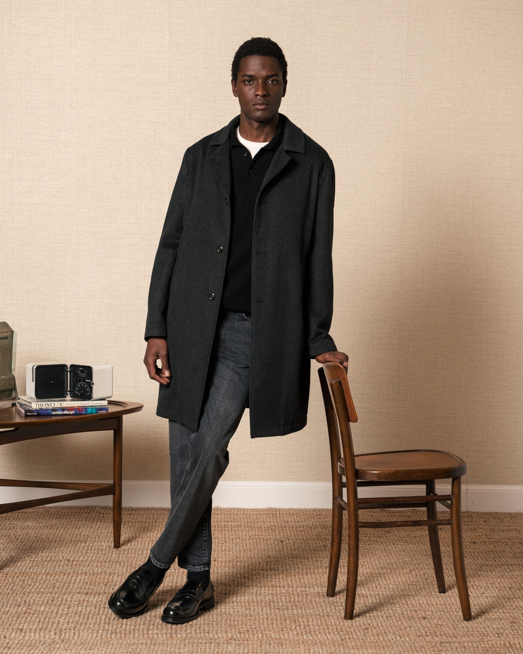 Valentino | Heritage Penny Loafer – Black Smooth AbradedLeather with Premium Leather Sole & Signature Stitch Accents