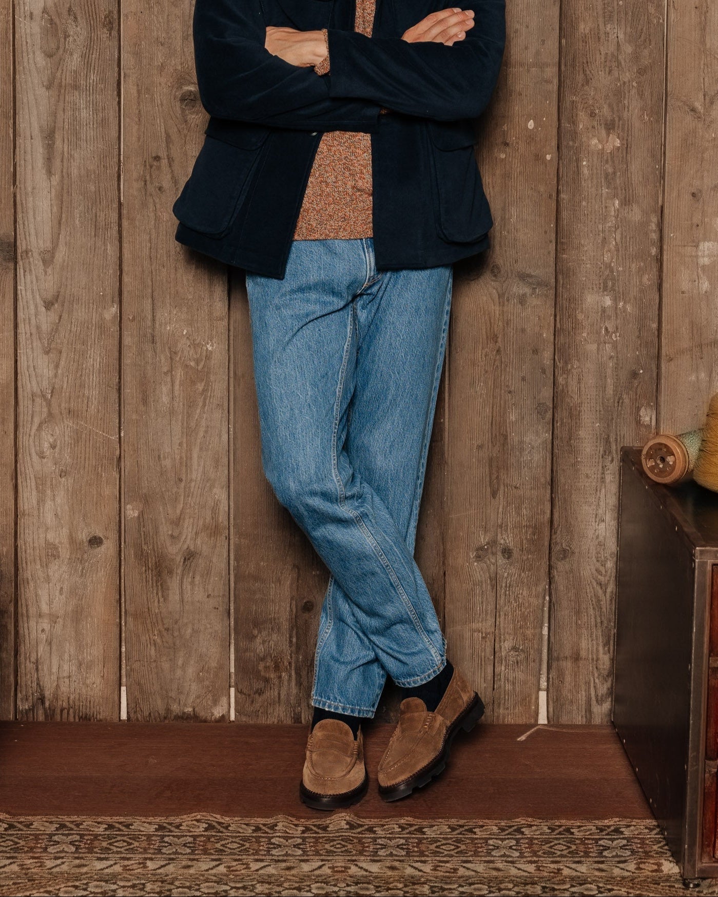 Montclair | Penny Loafer – Rich Tobacco Brown Suede Leather with Rubber Lug Sole & Fine Stitching