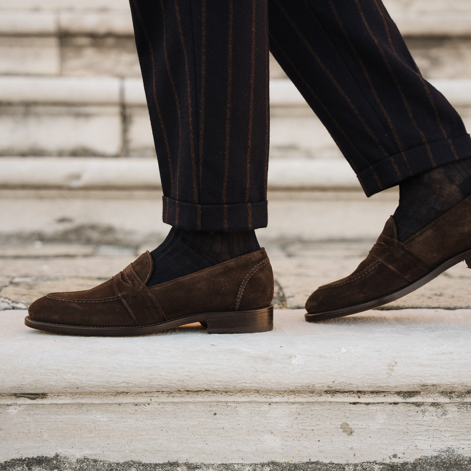 Sentinel | Penny Loafer –  Dark Brown Suede Leather with Leather sole & Comfort Footbed