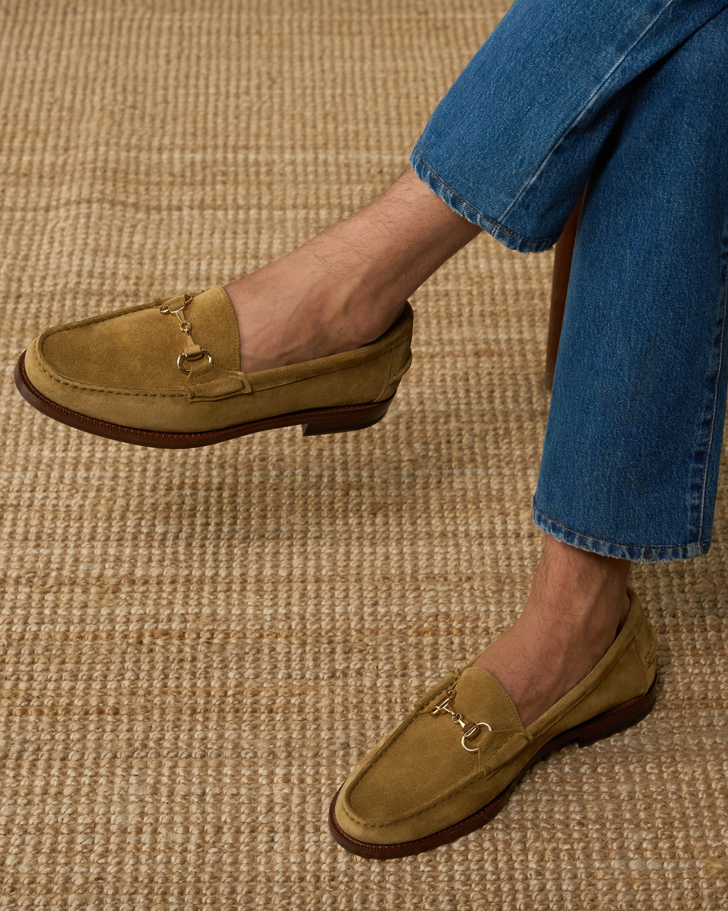 Raiser, Horsebit Penny Loafers - Beige Suede Calf Leather | Classic Collection
