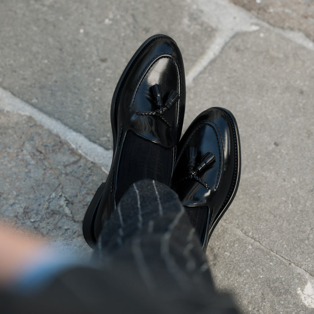 Verona | Black Smooth Leather Loafer with Classic Stitching and Leather Sole
