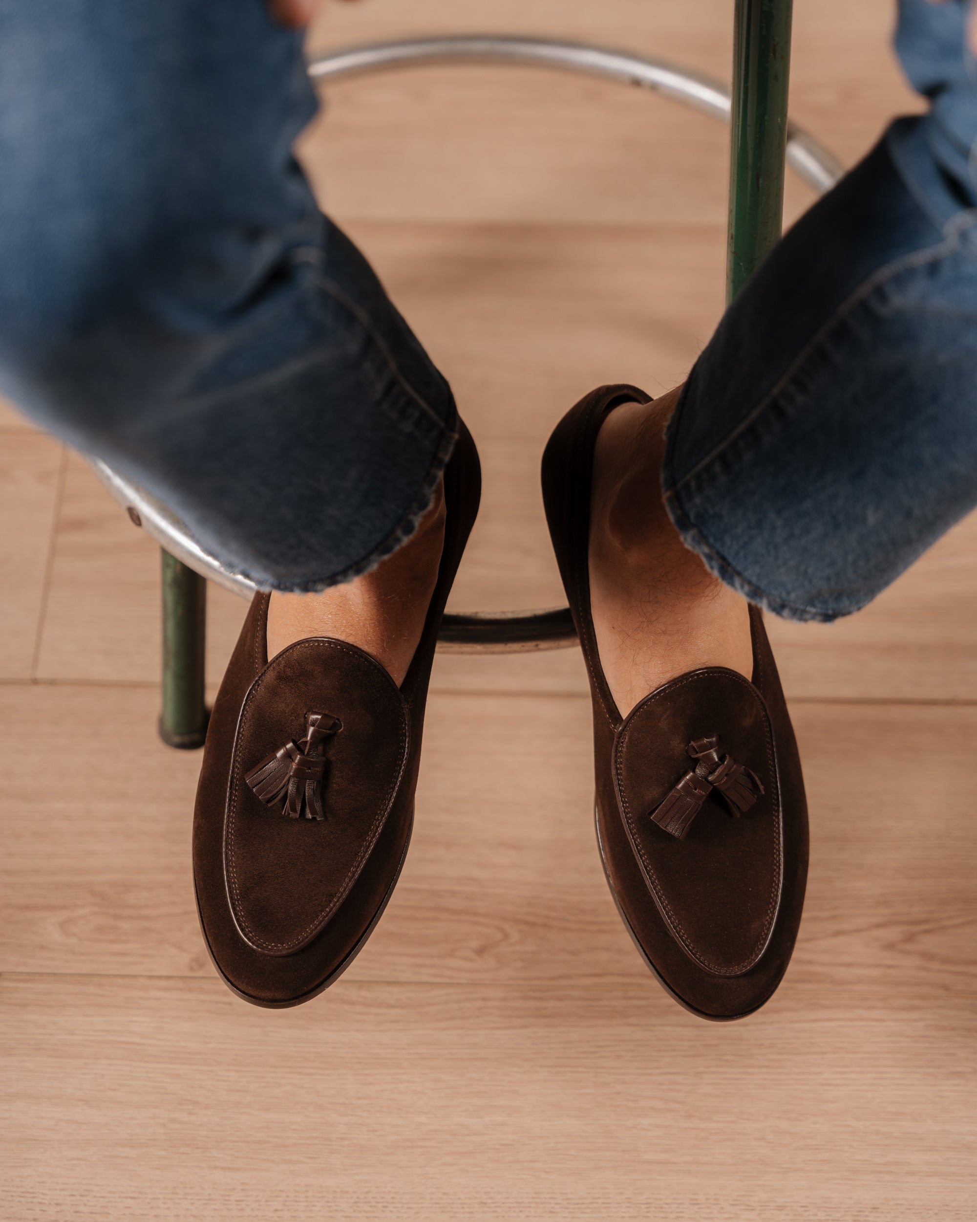 Bellagio Tassel Loafer – Dark Brown Suede Leather with Premium Leather Sole