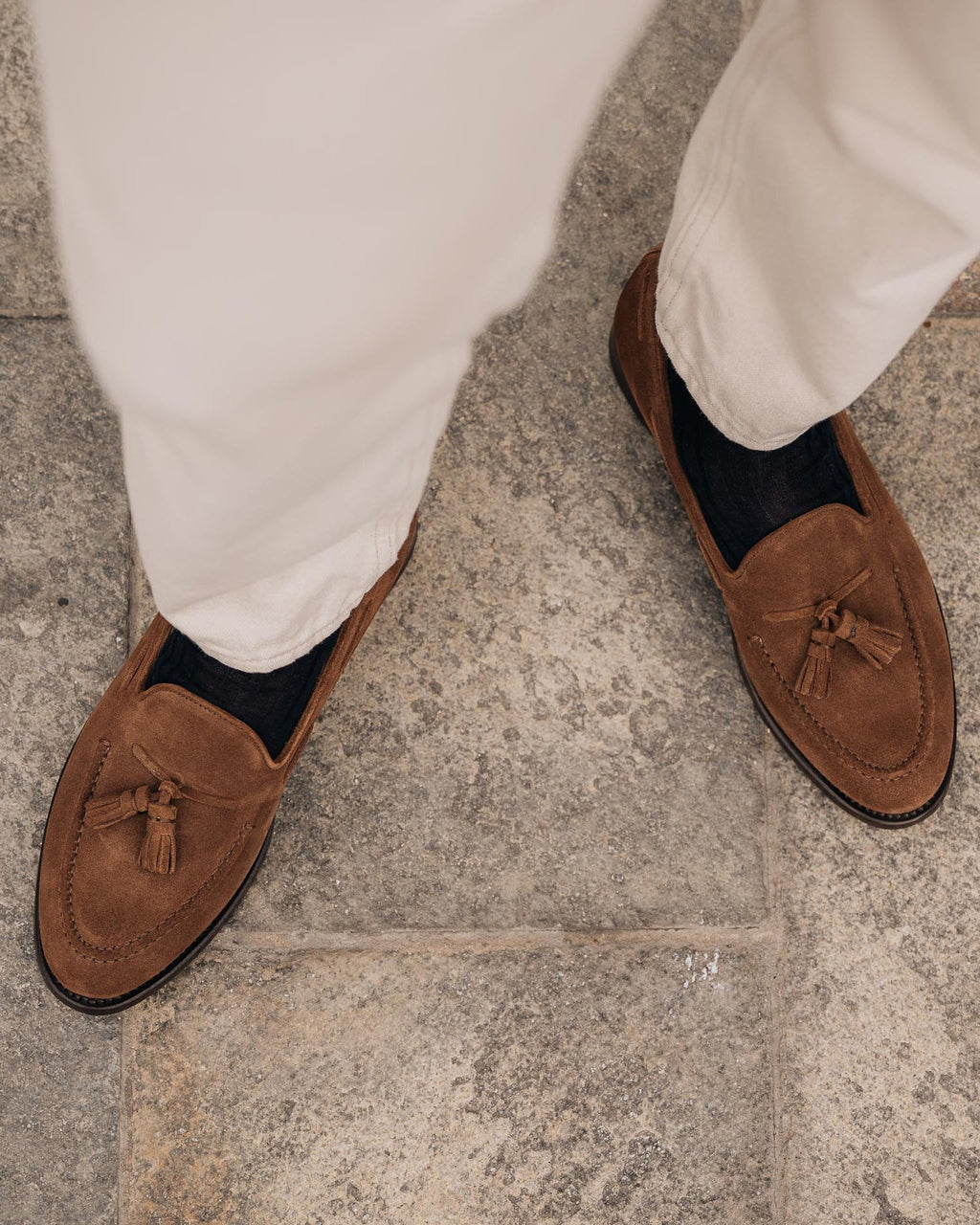Castello | Tassel Loafer - Tobacco Brown Suede Leather with Classic Stitching and Leather Sole