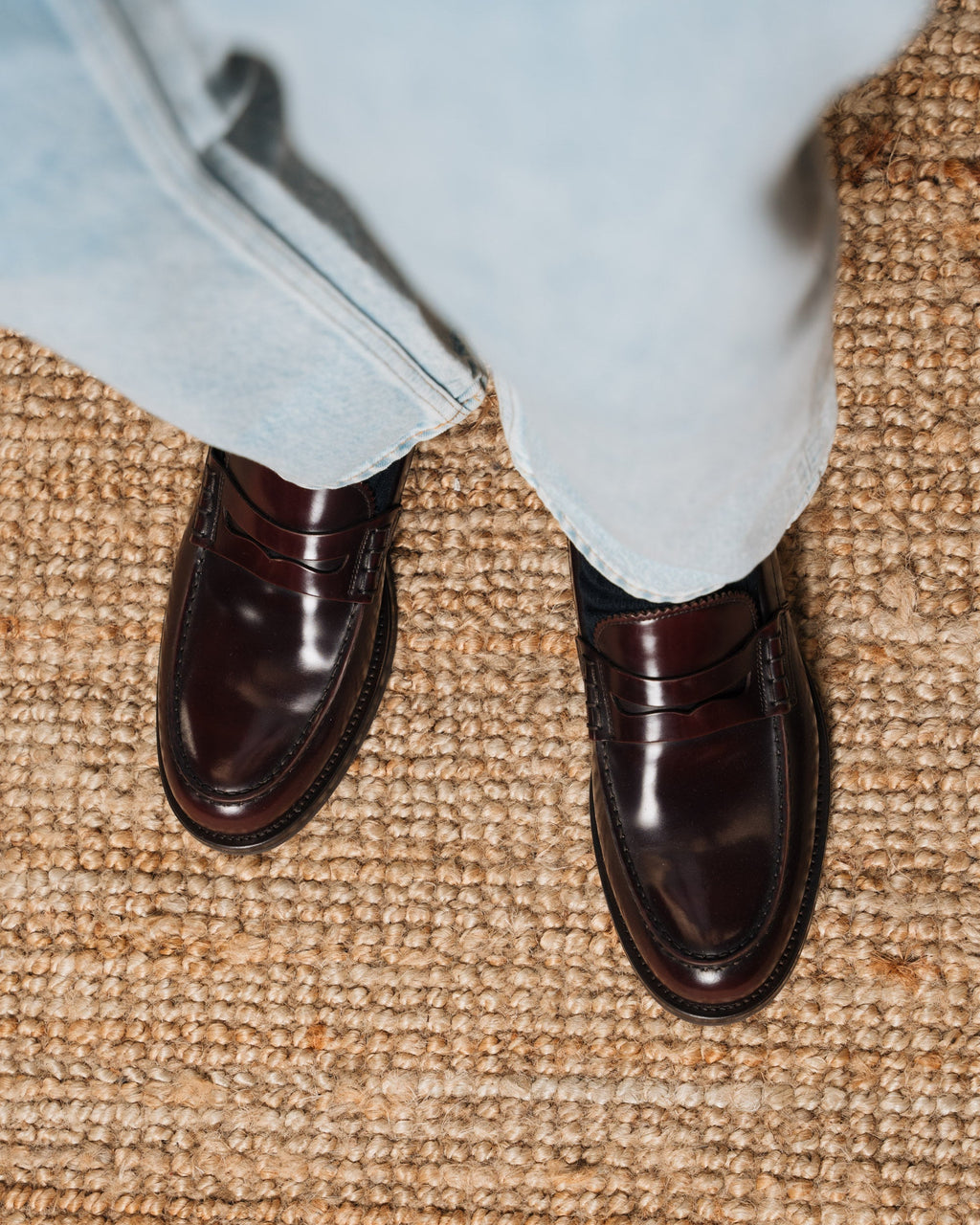 Valentino | Heritage Penny Loafer – Burgundy Brown Smooth Abraded Leather with Premium Leather Sole & Signature Stitch Accents