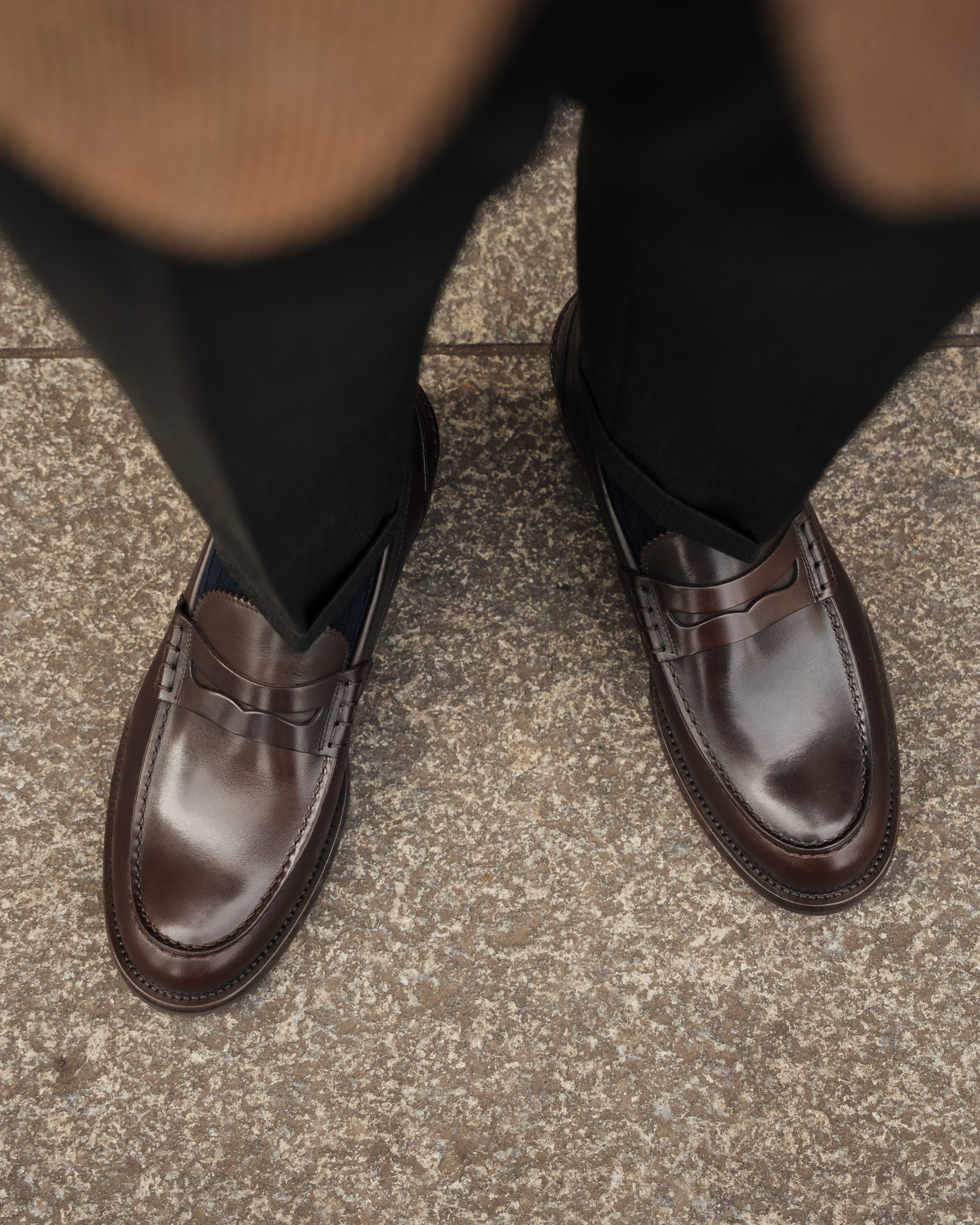 Valentino | Heritage Penny Loafer – Dark Brown Smooth Leather with Premium Leather Sole & Signature Stitch Accents