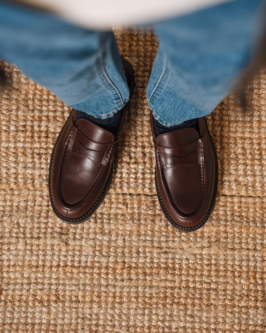 Montclair | Penny Loafer – Dark Brown Leather with Rubber Lug Sole & Fine Stitching