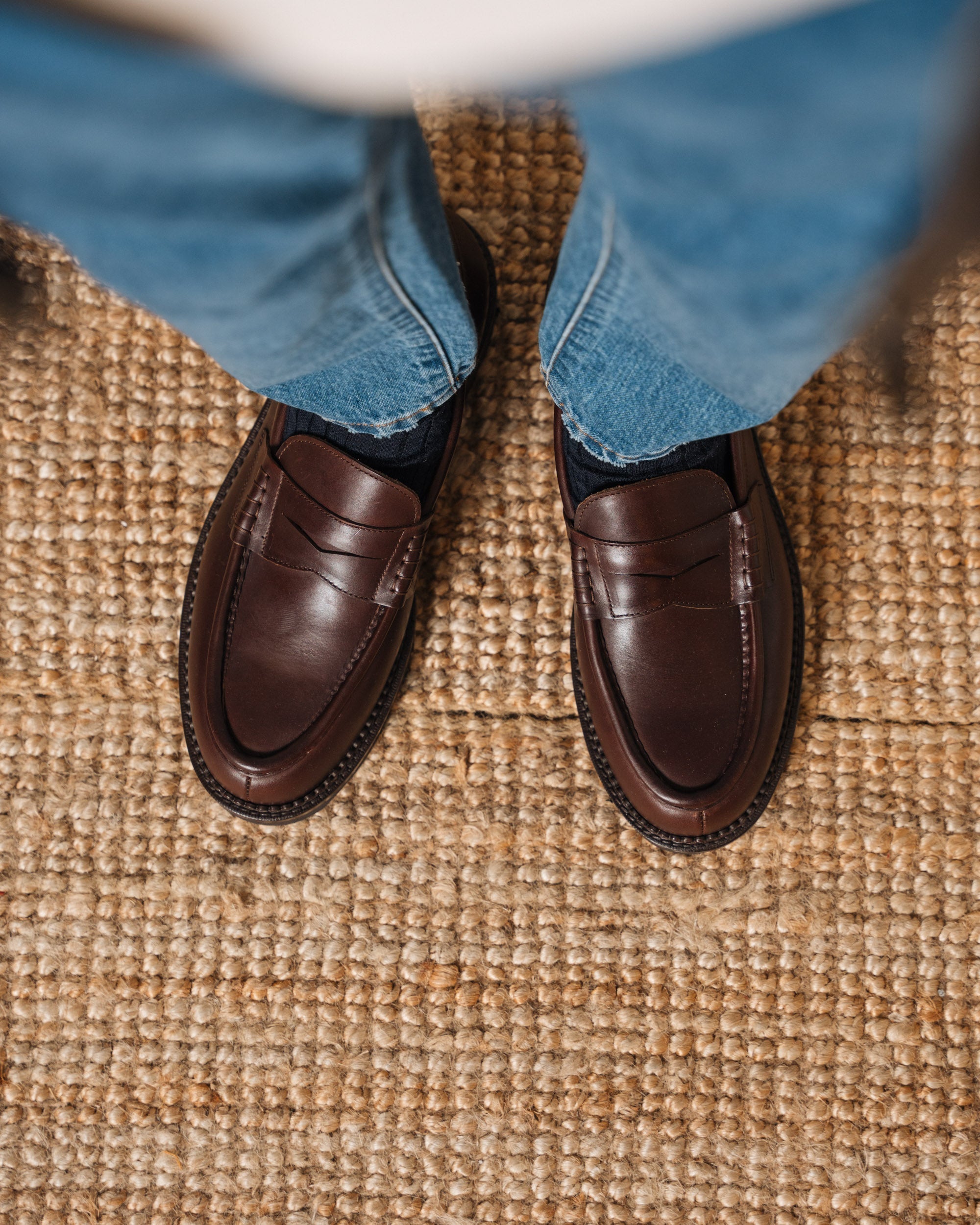Montclair | Penny Loafer – Dark Brown Leather with Rubber Lug Sole & Fine Stitching