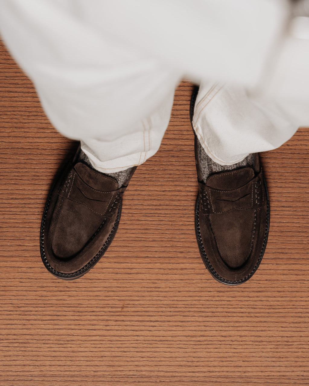 Montclair | Penny Loafer – Dark Brown Suede Leather with Rubber Lug Sole & Fine Stitching