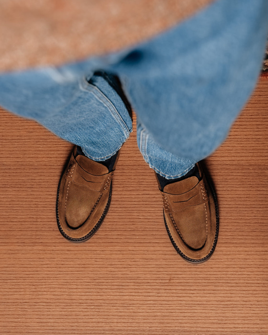 Montclair | Penny Loafer – Rich Tobacco Brown Suede Leather with Rubber Lug Sole & Fine Stitching